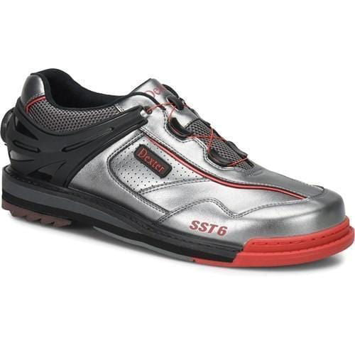 Dexter Men's SST 6 Hybrid BOA Bowling Shoes - Grey/Black/Red - Left Hand - Perfect for Competitive Bowling & League Play