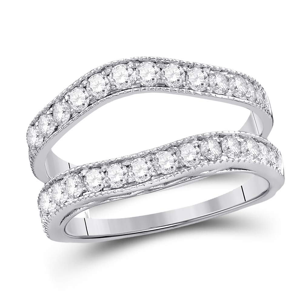 14K White Gold Women's Round Diamond Ring Guard Wrap Solitaire Enhancer - 1.00 Carat Total Weight - Perfect for Bridal Sets, Wedding Bands & Anniversary Gifts
