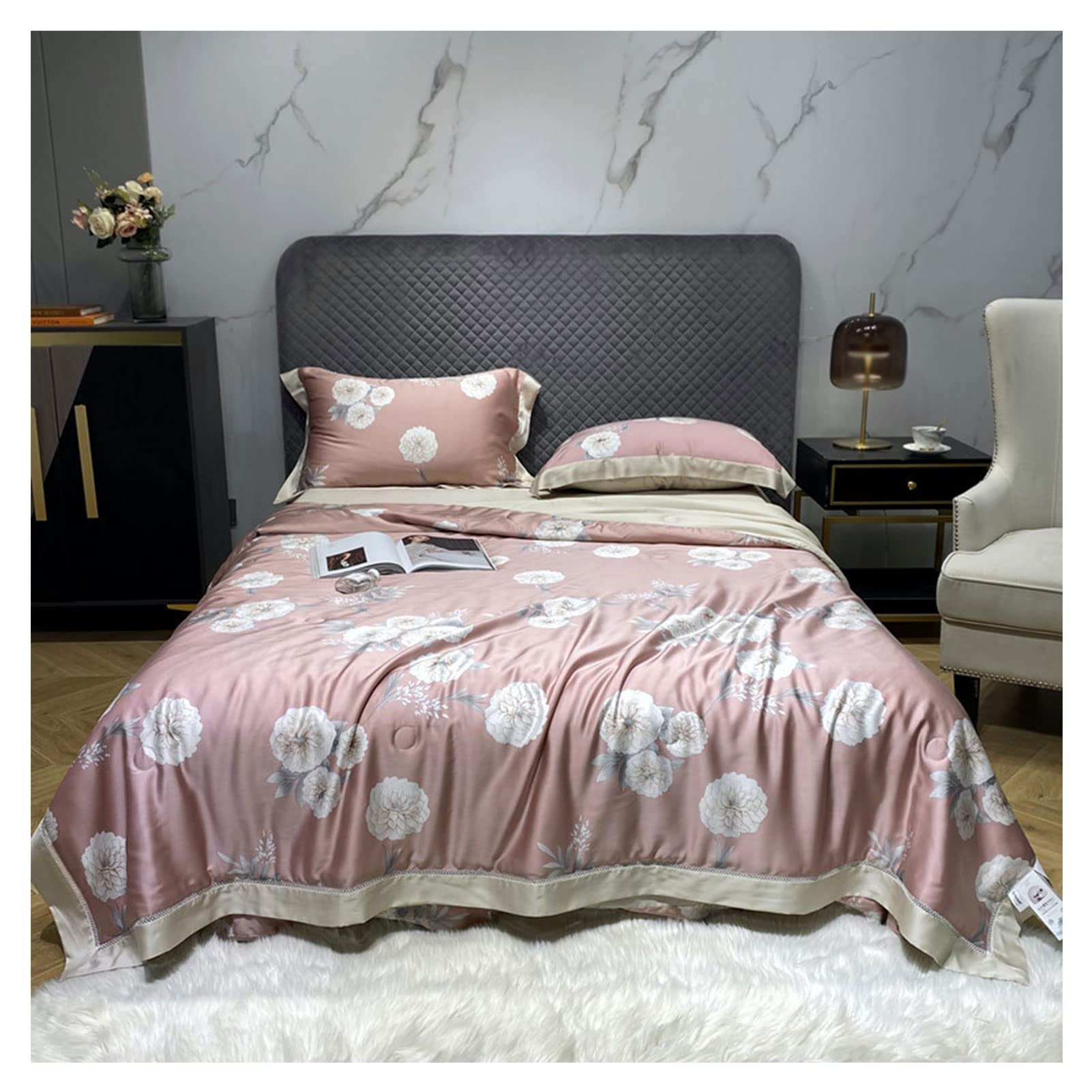 Premium 100% Tencel Summer Cooling Comforter - Breathable & Hypoallergenic Queen Size (80