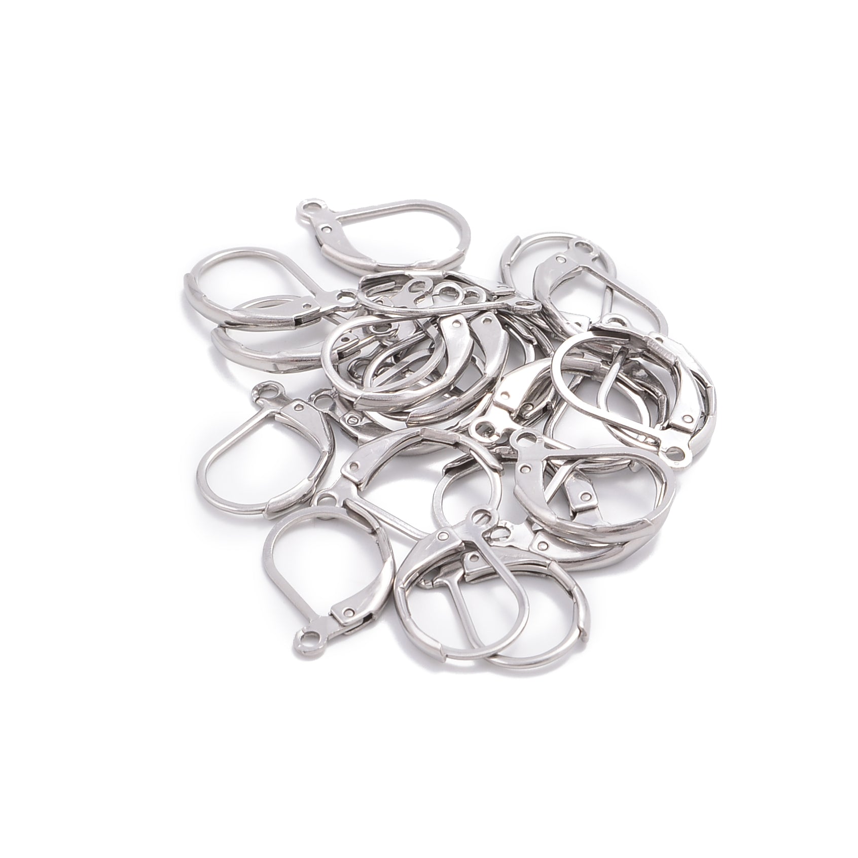 304 Stainless Steel Earring Hooks 10x15mm (24 Pieces) - Hypoallergenic Jewelry Findings for DIY Earrings Making, Crafting & Professional Jewelry Design