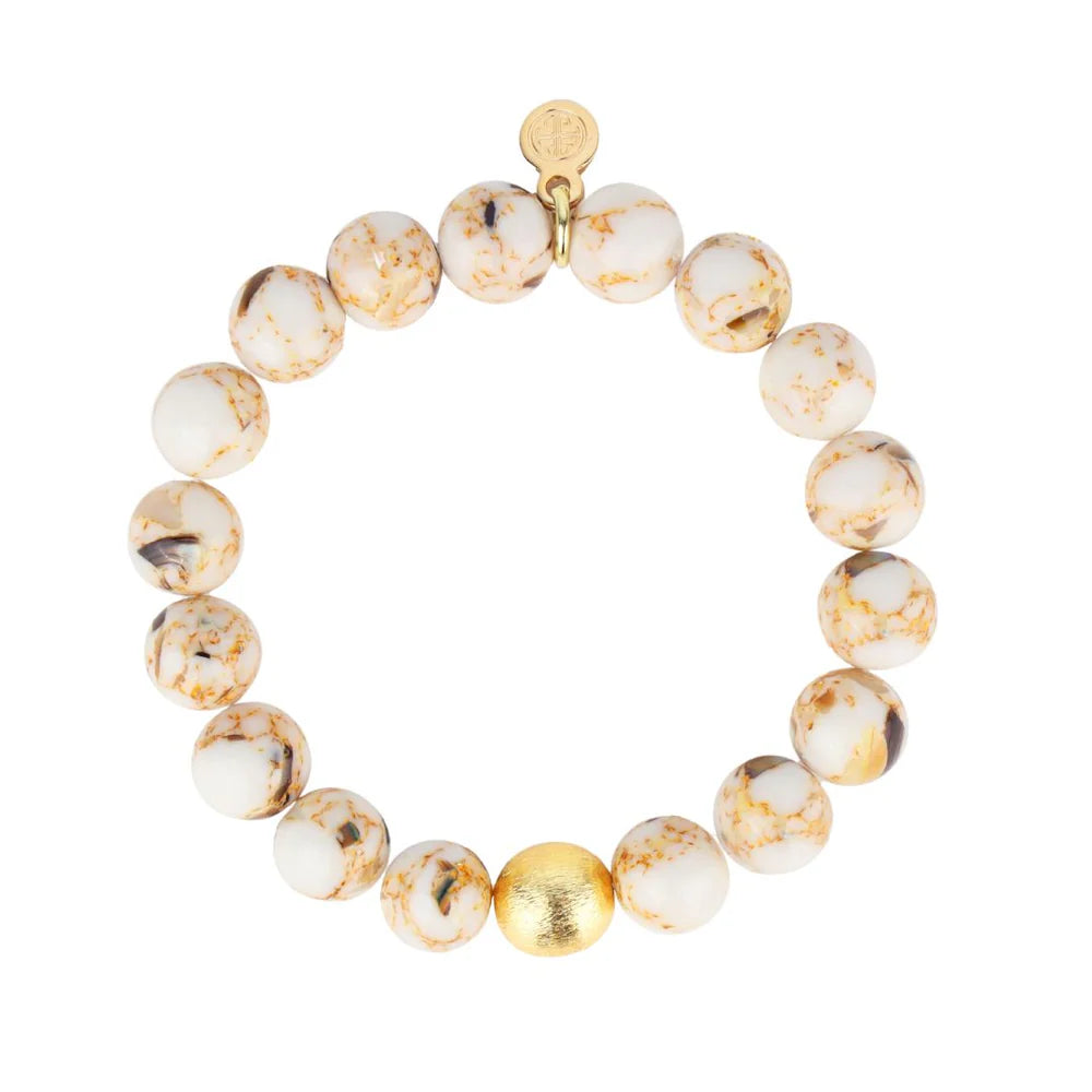BuDhaGirl Etoile Marble Beaded Bracelet - Elegant Yoga & Meditation Accessory for Women | Boho Chic Jewelry for Everyday Wear & Spiritual Practice