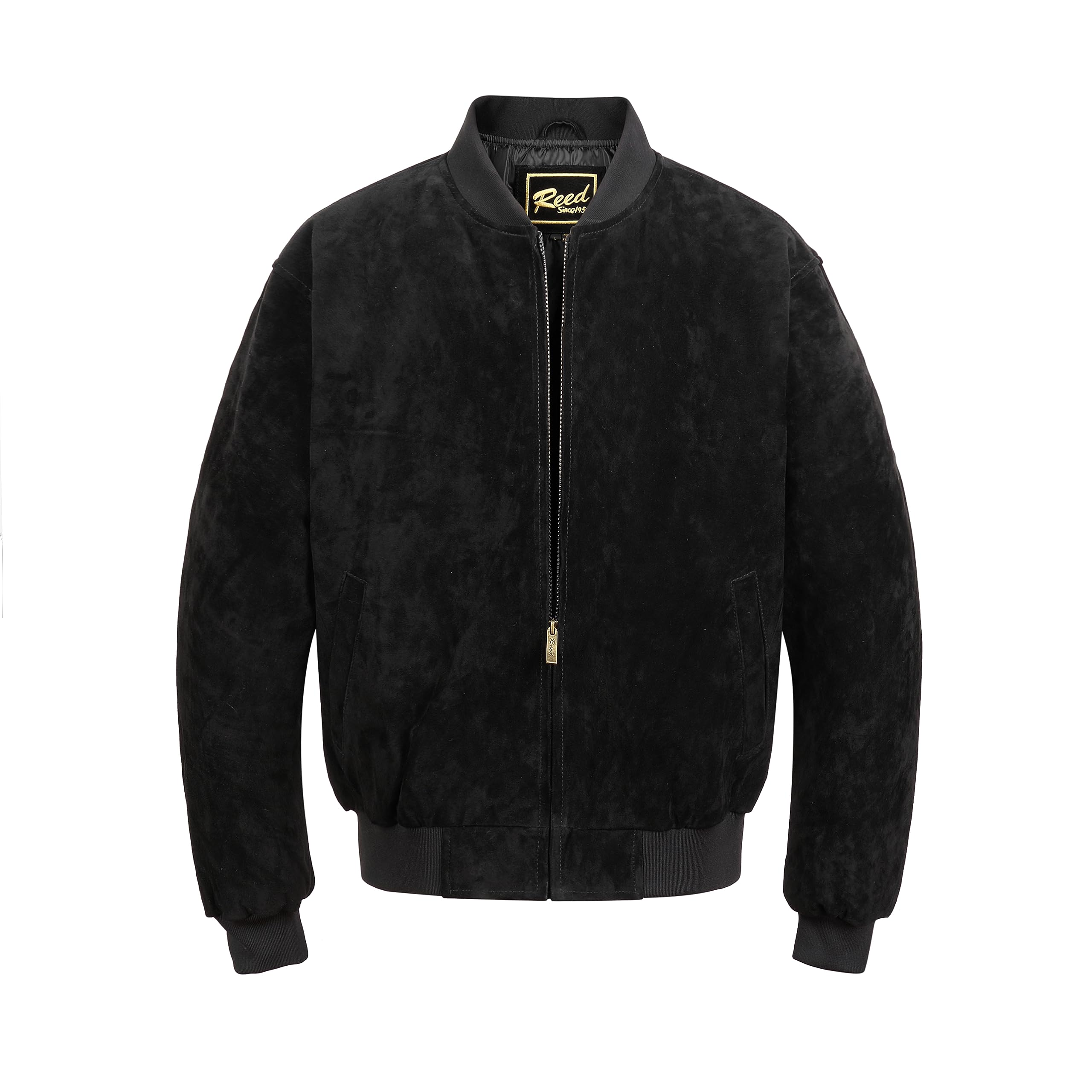REED Men's Premium Suede Leather Baseball Jacket – Imported, Stylish & Durable for Casual Wear, Outdoor Events & Motorcycle Rides