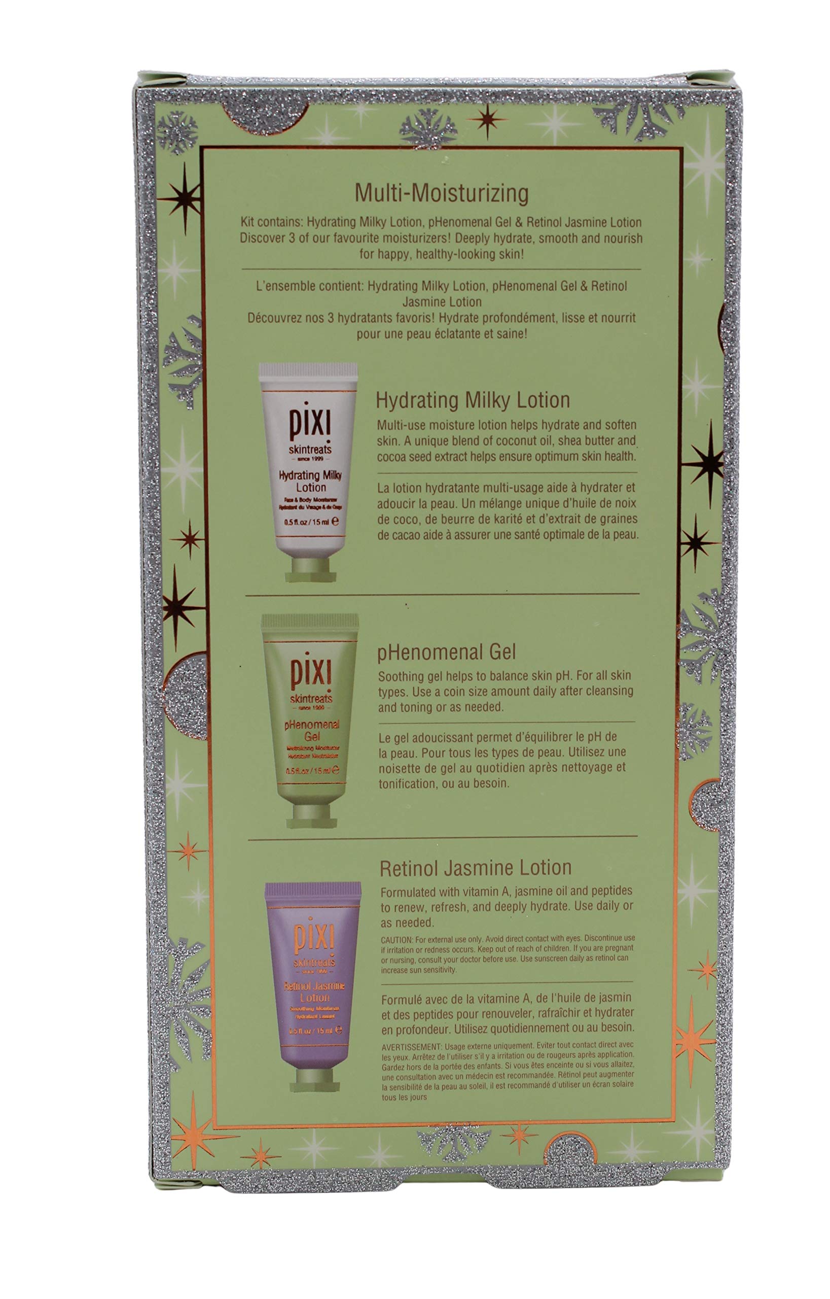 Pixi Skintreats Moisturising Cream Set - 3 x 15ml Hydrating Milk, pHenomenal Gel & Retinol Jasmine Lotion | Daily Skincare Routine for Dry & Sensitive Skin | Perfect for Travel & On-the-Go Hydration