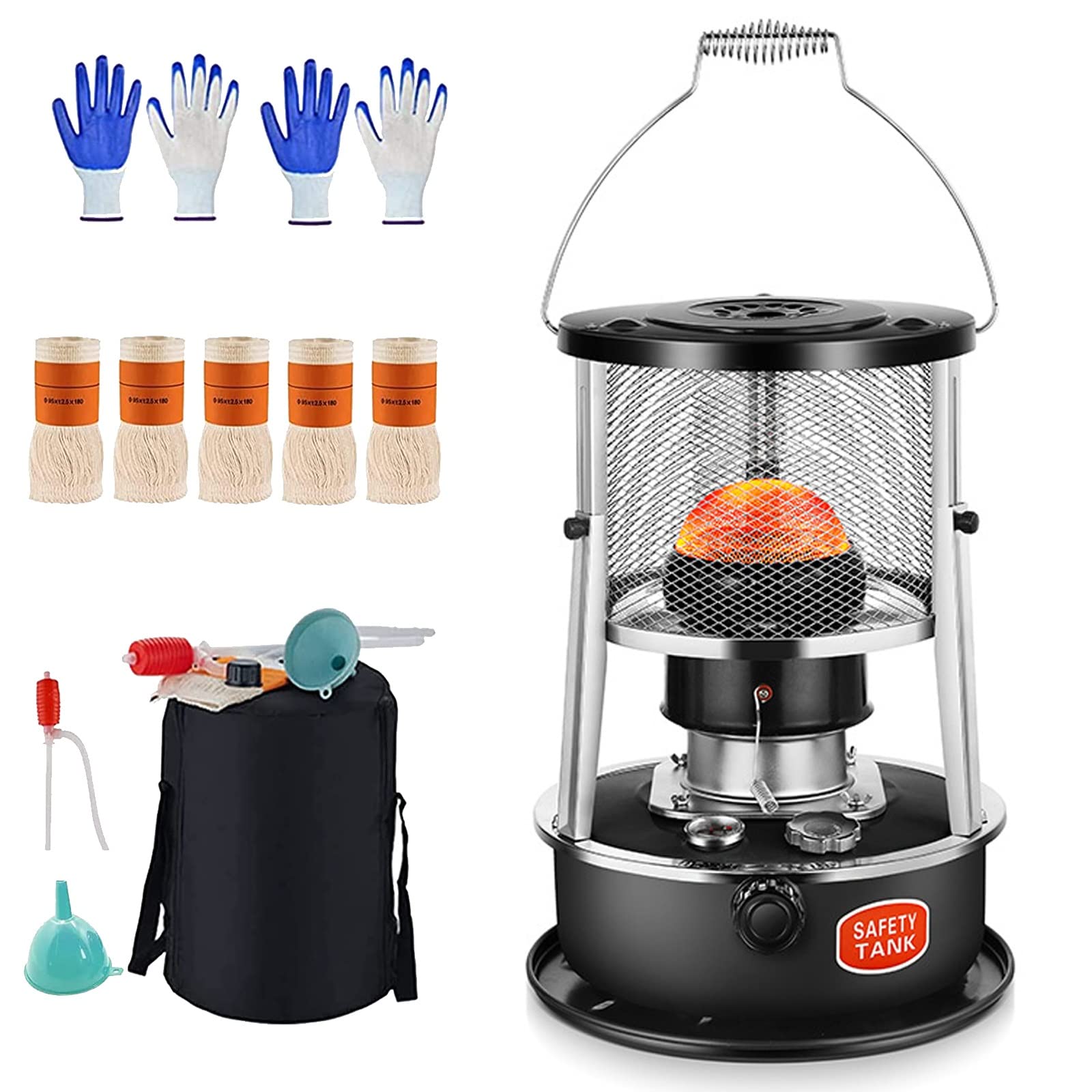 2600W Portable Kerosene Space Heater - Lightweight Indoor Outdoor Heater for Camping, Patio, Garage & Emergency Heating | Compact 4.5L Kerosene Stove with Safety Features | Perfect for Winter Warmth, Power Outages & RV Use