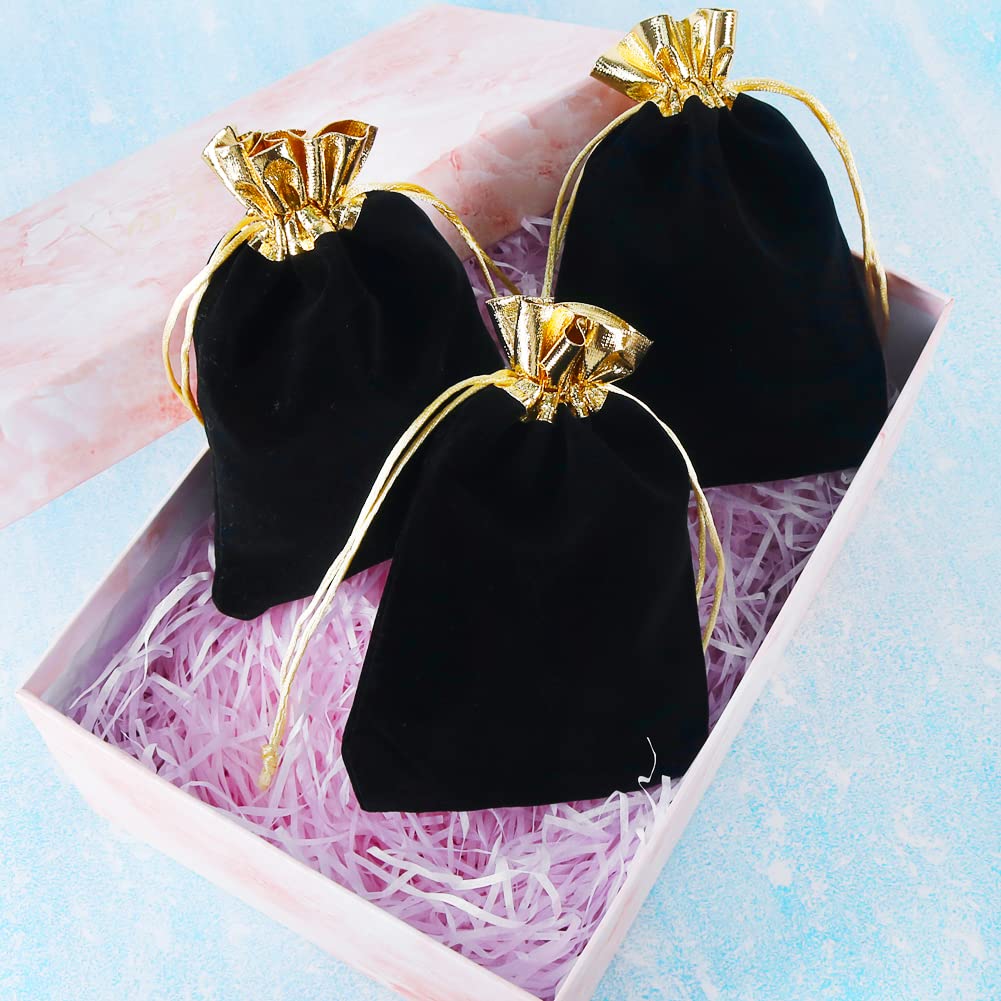 Shintop 5x7 Inch Velvet Jewelry Bags - 10 Pack Black Drawstring Gift Pouches for Wedding Favors, Christmas Gifts, Party Favors & Jewelry Storage | Elegant Velvet Jewelry Organizer for Rings, Necklaces & Earrings