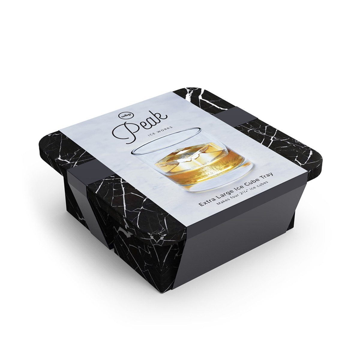 W&P PEAK Extra Large Silicone Ice Cube Tray with Marble Design - Perfect for Cocktails, Whiskey, and Party Drinks