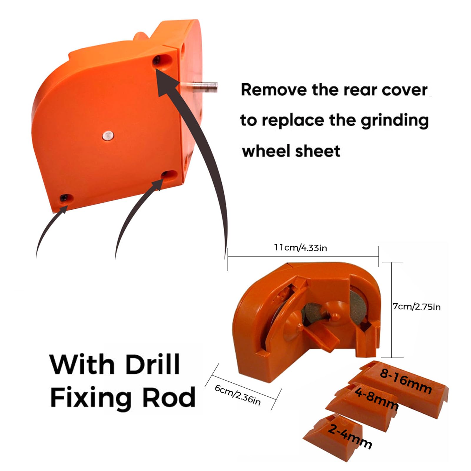 Electric Drill Bit Sharpener - Portable Multipurpose Drill Grinding Tool for All Bits, Hardened Steel, Carbide & Cobalt Twist (1 Pair) | Perfect for DIY Projects, Metalworking & Home Workshop Use