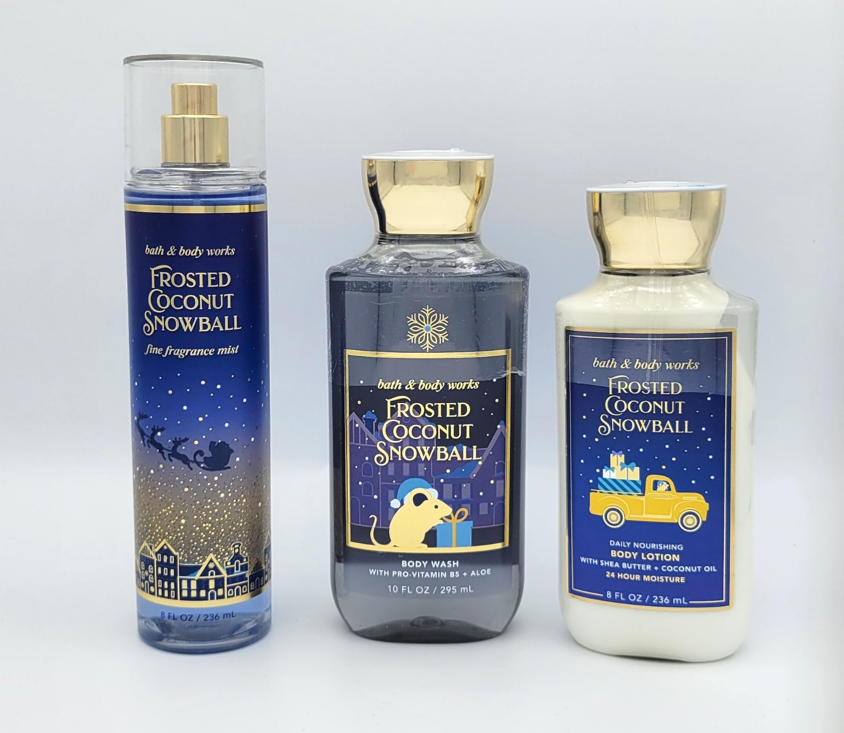 Bath and Body Works Frosted Coconut Snowball Gift Set - Fine Fragrance Mist, Body Wash & Lotion Bundle | Holiday Scent, Winter Skincare Routine, Christmas Present Idea
