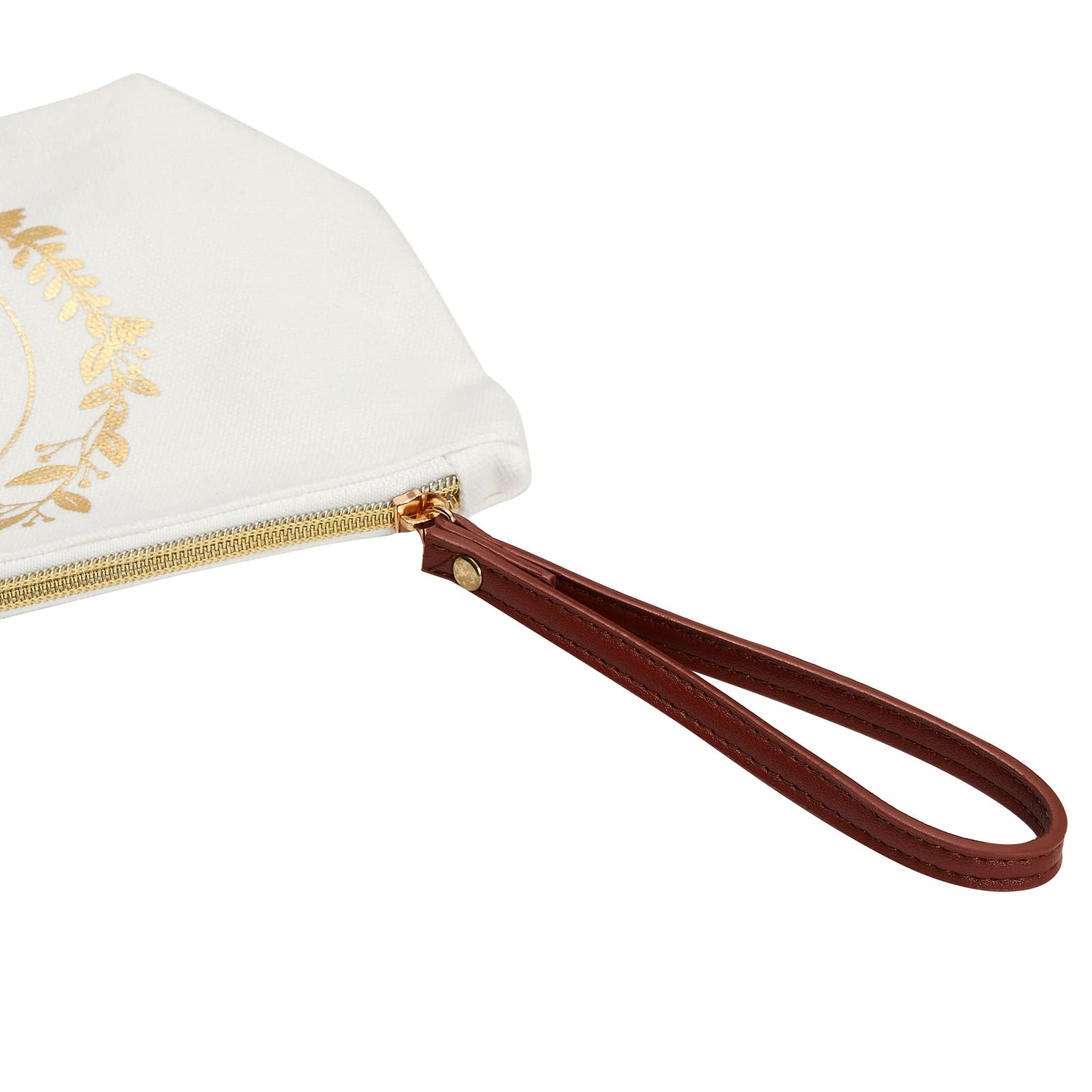 Personalized Gold Initial A Monogram Makeup Bag for Women - Custom Canvas Cosmetic Pouch Travel Organizer (White, 10 x 3 x 6 Inches) - Perfect Gift for Bridesmaids, Birthday & Travel Essentials Storage