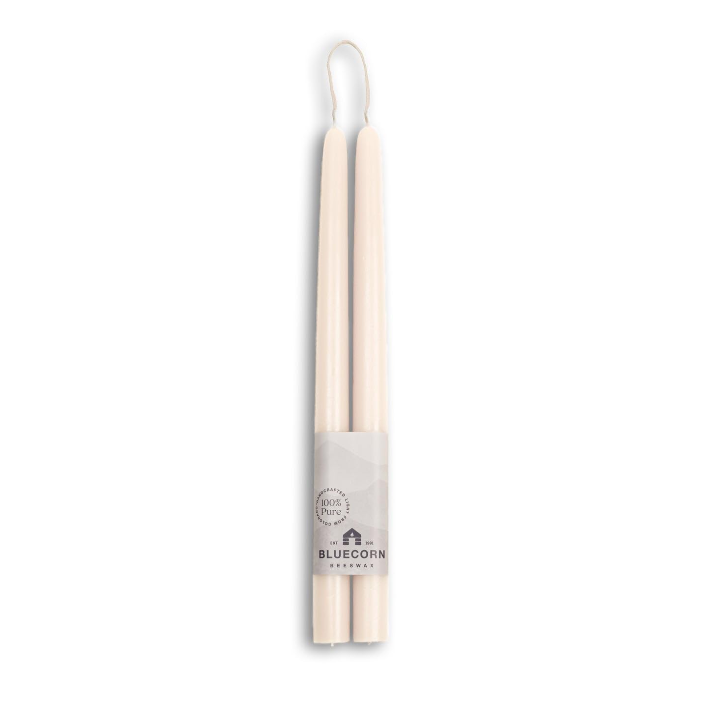 Pure Beeswax Taper Candles - 12 Inch Ivory White Unscented for Weddings & Dining