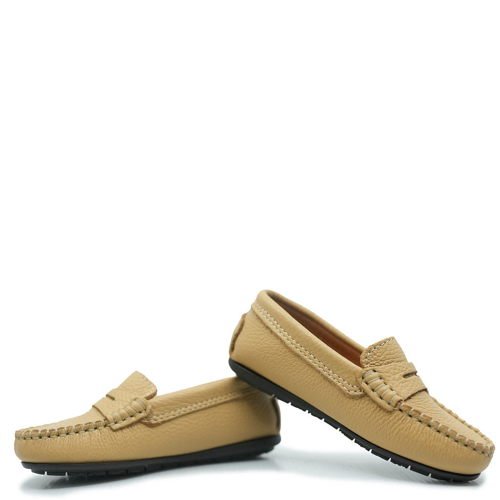 Men's Atlanta Mocassin Beige Pebbled Penny Loafers - Comfortable Casual Shoes for Business & Leisure Wear