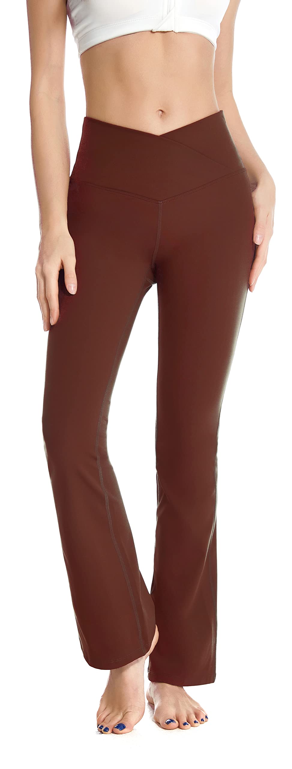 Yknktstc Women's Bootleg Yoga Pants - High Waisted V Crossover Flare Workout Leggings for Yoga, Gym & Casual Wear