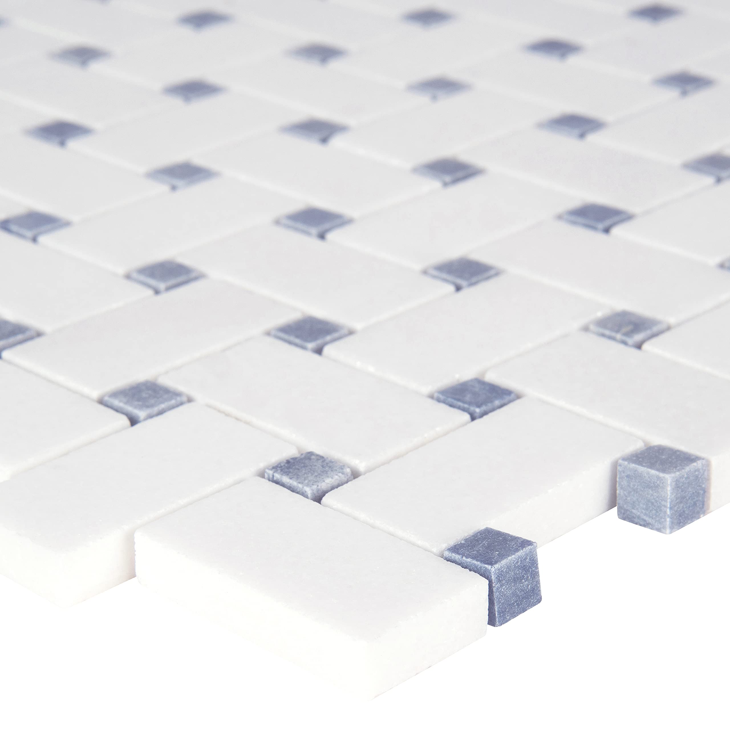 MSI Azula 12x12 Inch Polished Marble Basketweave Mosaic Tile - White Cool (AMZ-MD-00285) | Mesh-Mounted for Kitchen Backsplash, Bathroom Wall, Shower Tile | Waterproof & Easy to Clean for Modern Home Decor