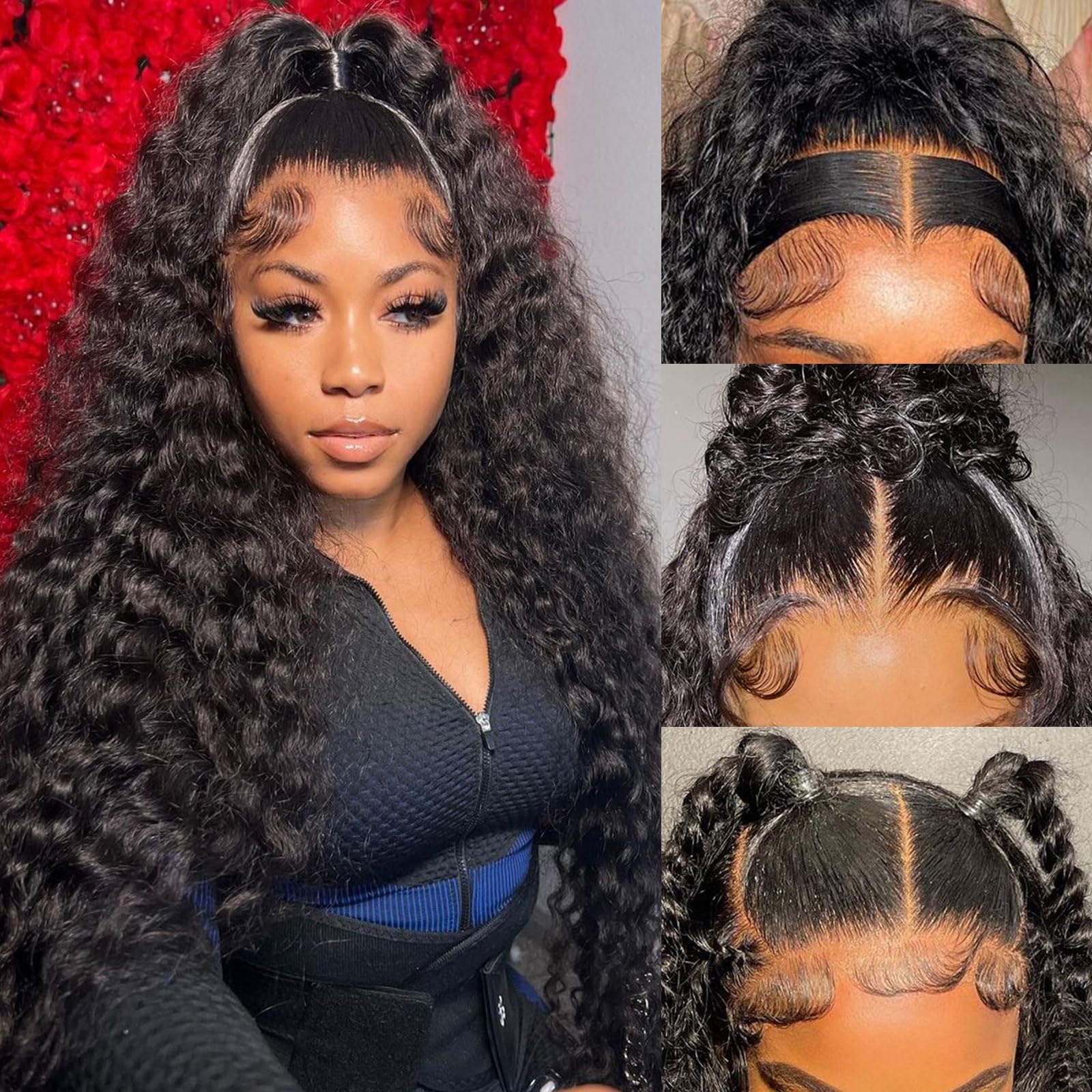 28 Inch Deep Wave Lace Front Human Hair Wig - Brazilian 13x4 HD Pre Plucked 180 Density Water Wave Lace Front Wig for Women | Natural Look for Daily Wear, Parties & Special Occasions