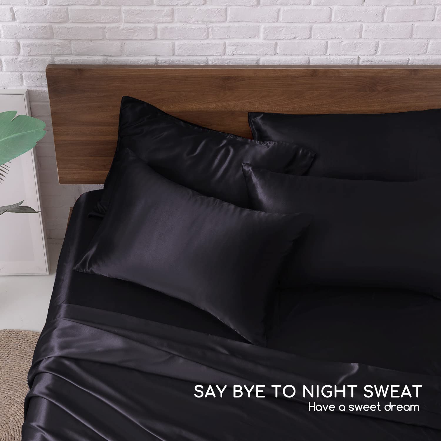 Luxury Satin Bed Sheets Set - Full Size 6-Piece Silky Soft Bedding with 15