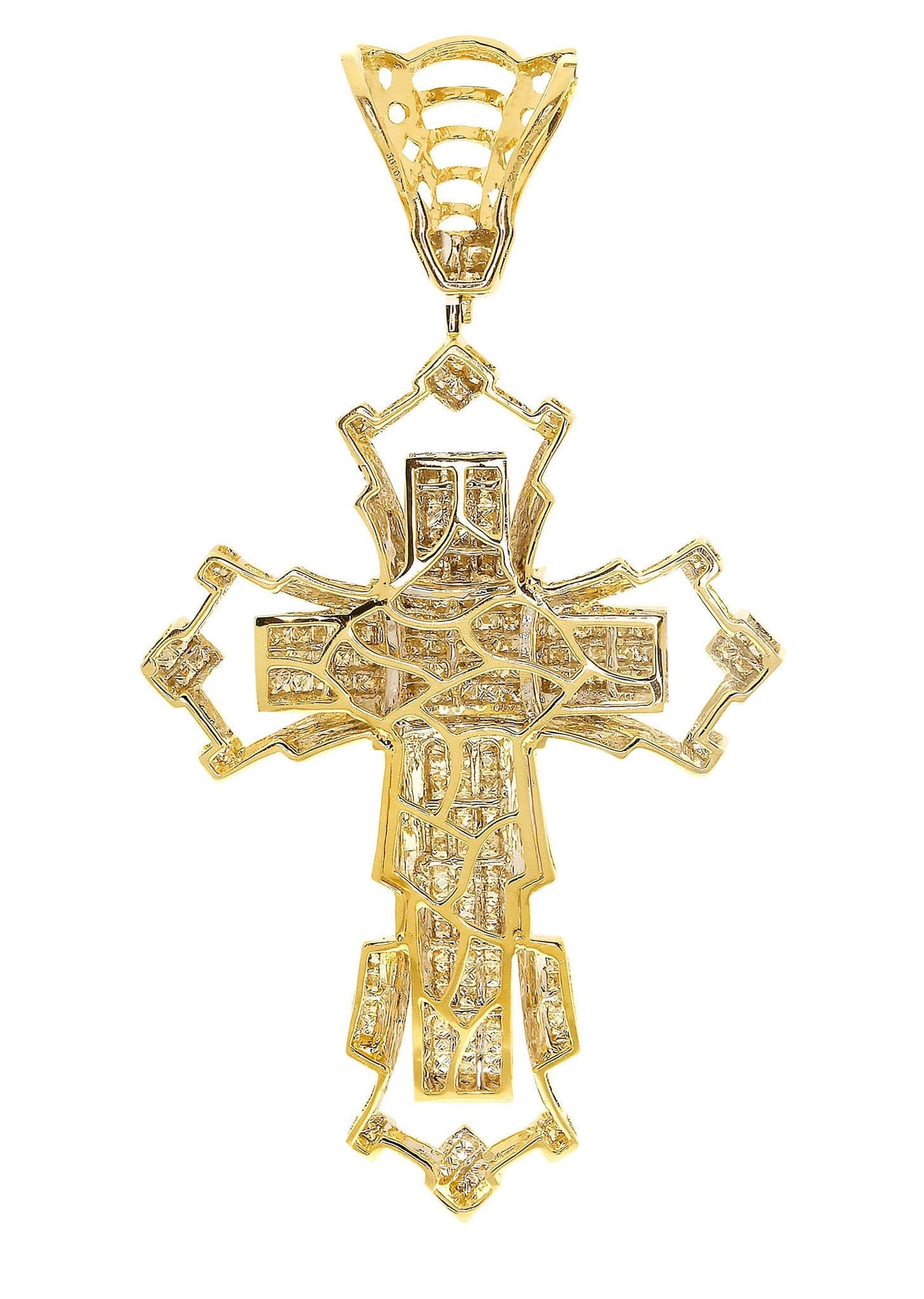 3.99 Carat Diamond Cross Pendant Necklace - 22.18 Grams Solid Gold Religious Jewelry for Women & Men - Perfect for Baptism, First Communion, Confirmation & Wedding Gifts