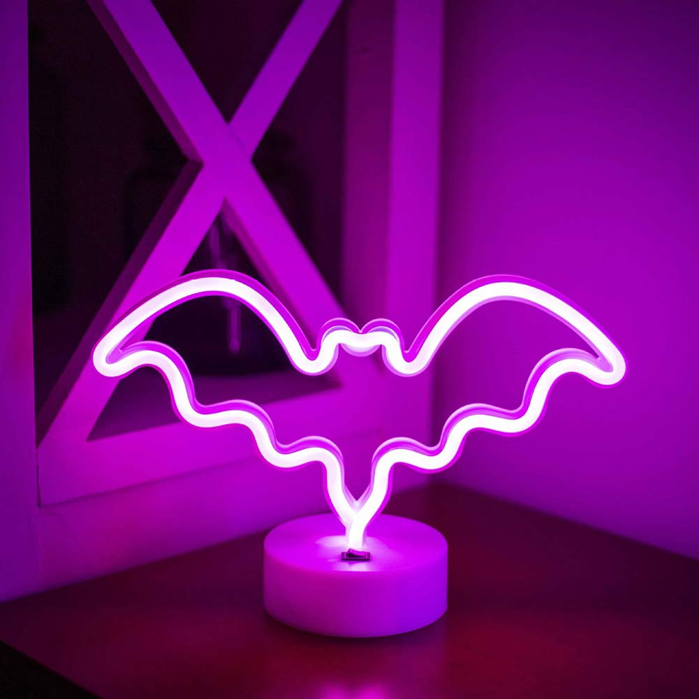 Vibrant Pink Bat LED Neon Light Sign - Glow in The Dark Wall Art for Kids Room, Bedroom & Game Room Decor - Perfect for Halloween, Birthday Parties & Themed Nights
