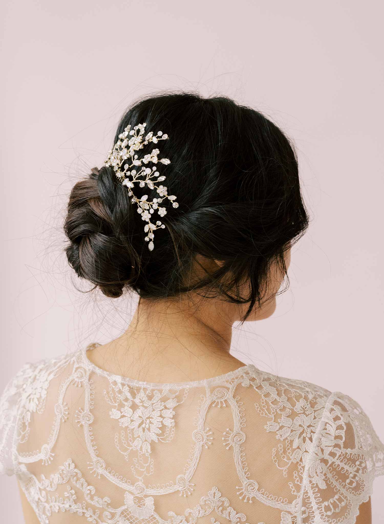 Dancing Blossoms Crystal Hair Spray Comb | Elegant Bridal & Wedding Hair Accessory | Style #2145