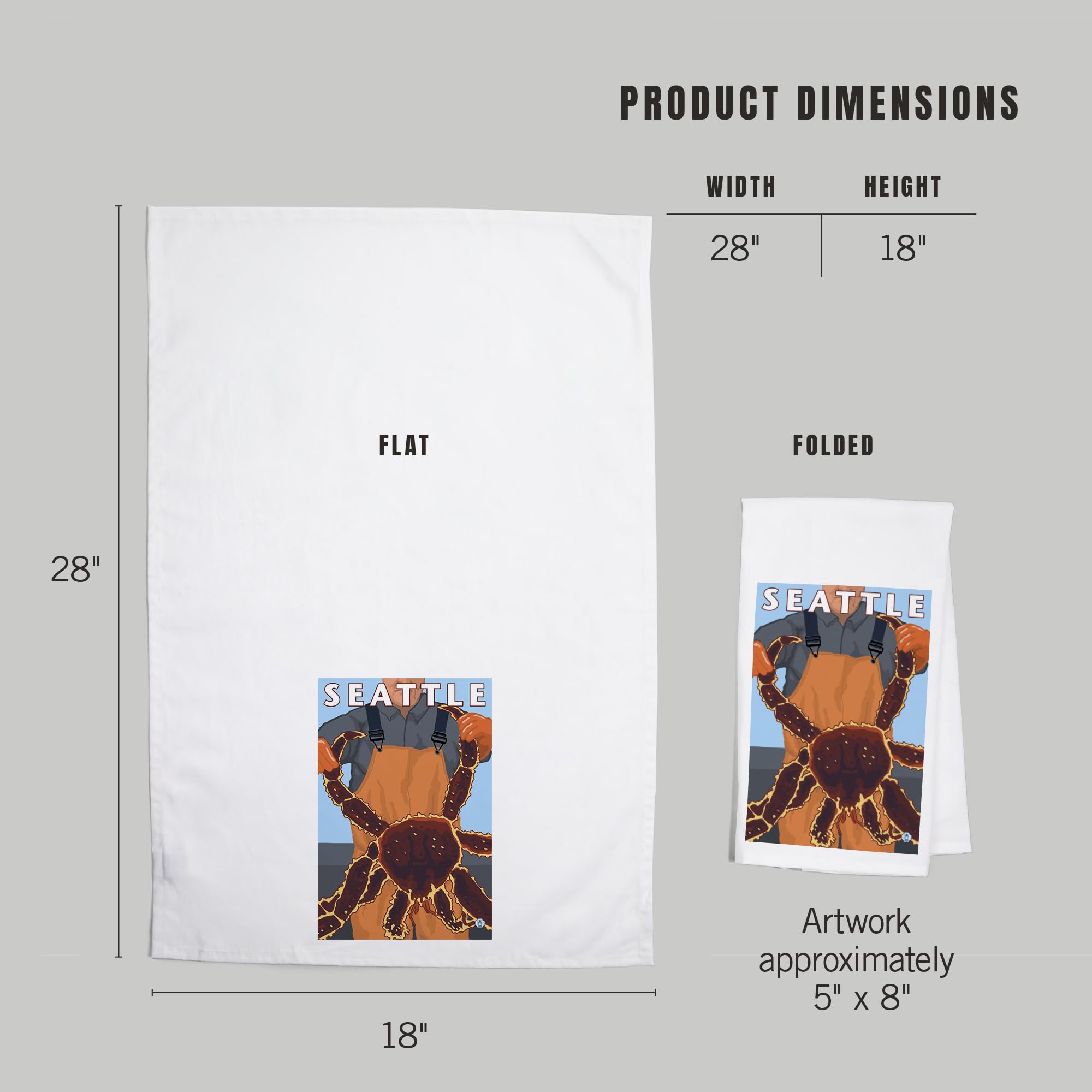 Lantern Press King Crab Fisherman Seattle Washington 100% Cotton Tea Towel - Decorative Hand Towel for Kitchen, Home Decor & Gift - Perfect for Dish Drying, Wall Art & Coastal Themed Spaces
