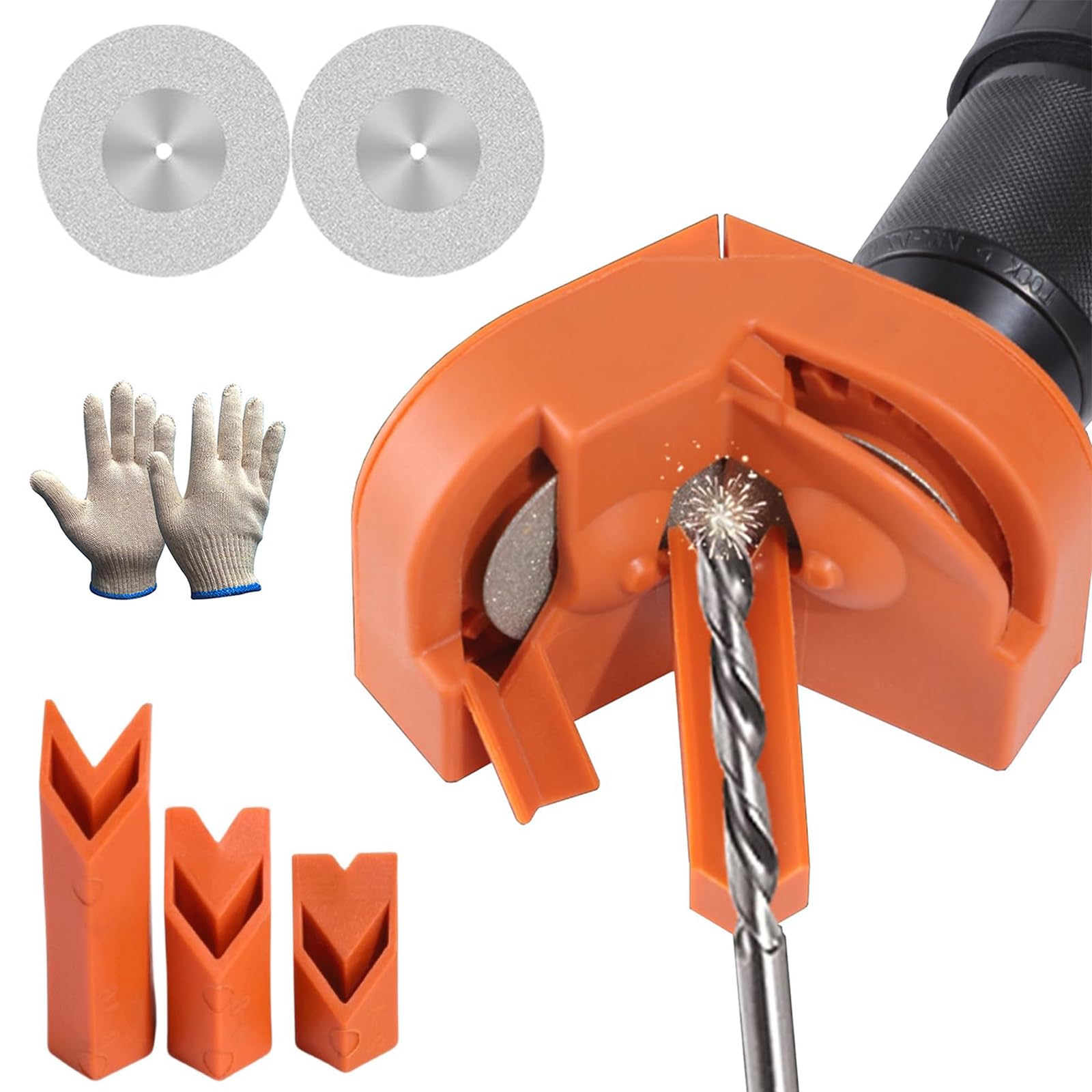 Premium Drill Bit Sharpener for All Bits (5/64''-5/8'') - High-Speed Steel, Masonry, Carbide, Cobalt & Tin-Coated Bits Sharpening Tool - Multipurpose Grinding Accessory for DIY, Woodworking & Metalworking Projects