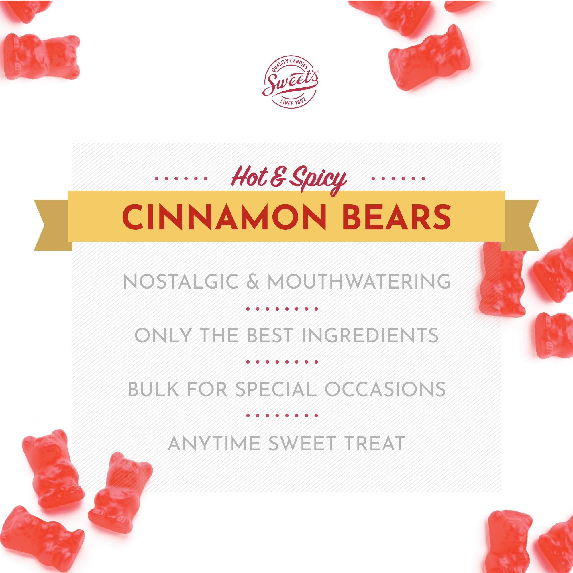 Hot & Spicy Red Cinnamon Gummy Bears - 5lb Bulk Bag | Gluten Free, Kosher Candy for Kids & Adults | Made in USA | Perfect for Halloween Treats, Party Favors & Office Snacks