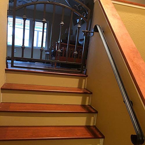 2' Scroll Wrought Iron Handrail with Adjustable Brackets - Elegant Staircase Railing for Indoor/Outdoor Home Safety & Decoration