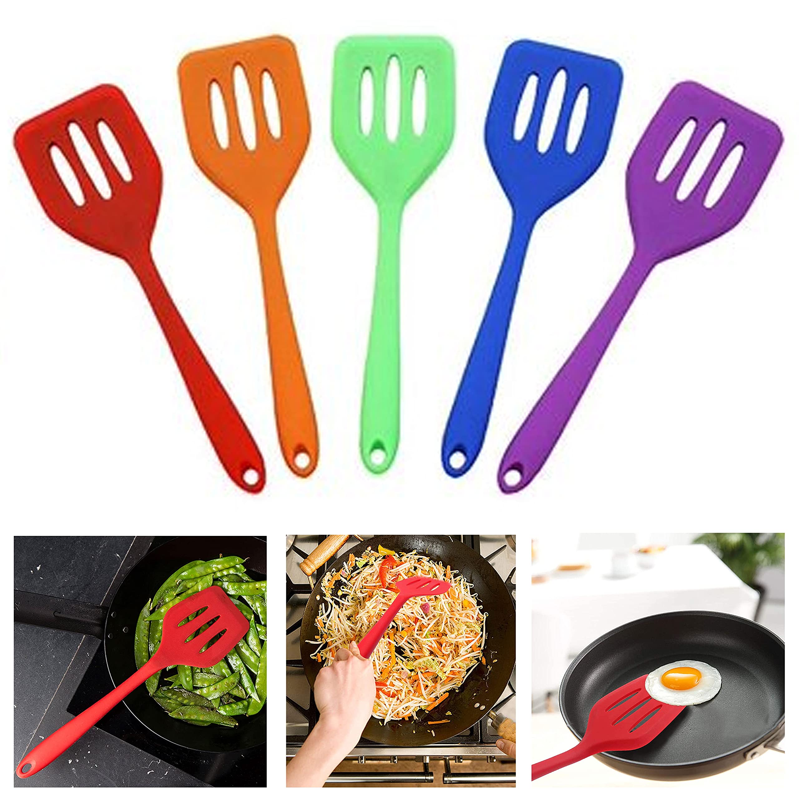 4-Piece Silicone Kitchen Spatula Set - Heat-Resistant, Non-Stick Turner for Pancakes, Eggs & Cooking - Perfect for Flipping, Serving & Baking (Ideal for Home Chefs & Professional Kitchens)