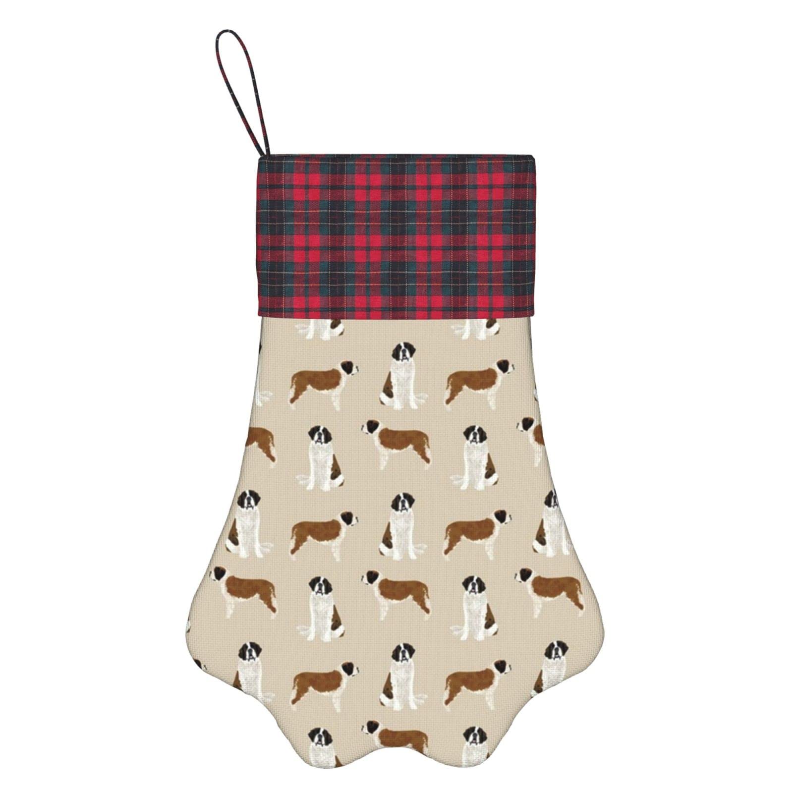 Saint Bernard Dog Breed Tan Christmas Stockings - 17 Inch Fireplace Hanging Stockings for Holiday Decor, Family Christmas Party & Home Decoration | Perfect for Fireplace Mantel, Gift Exchange & Festive Seasonal Decor