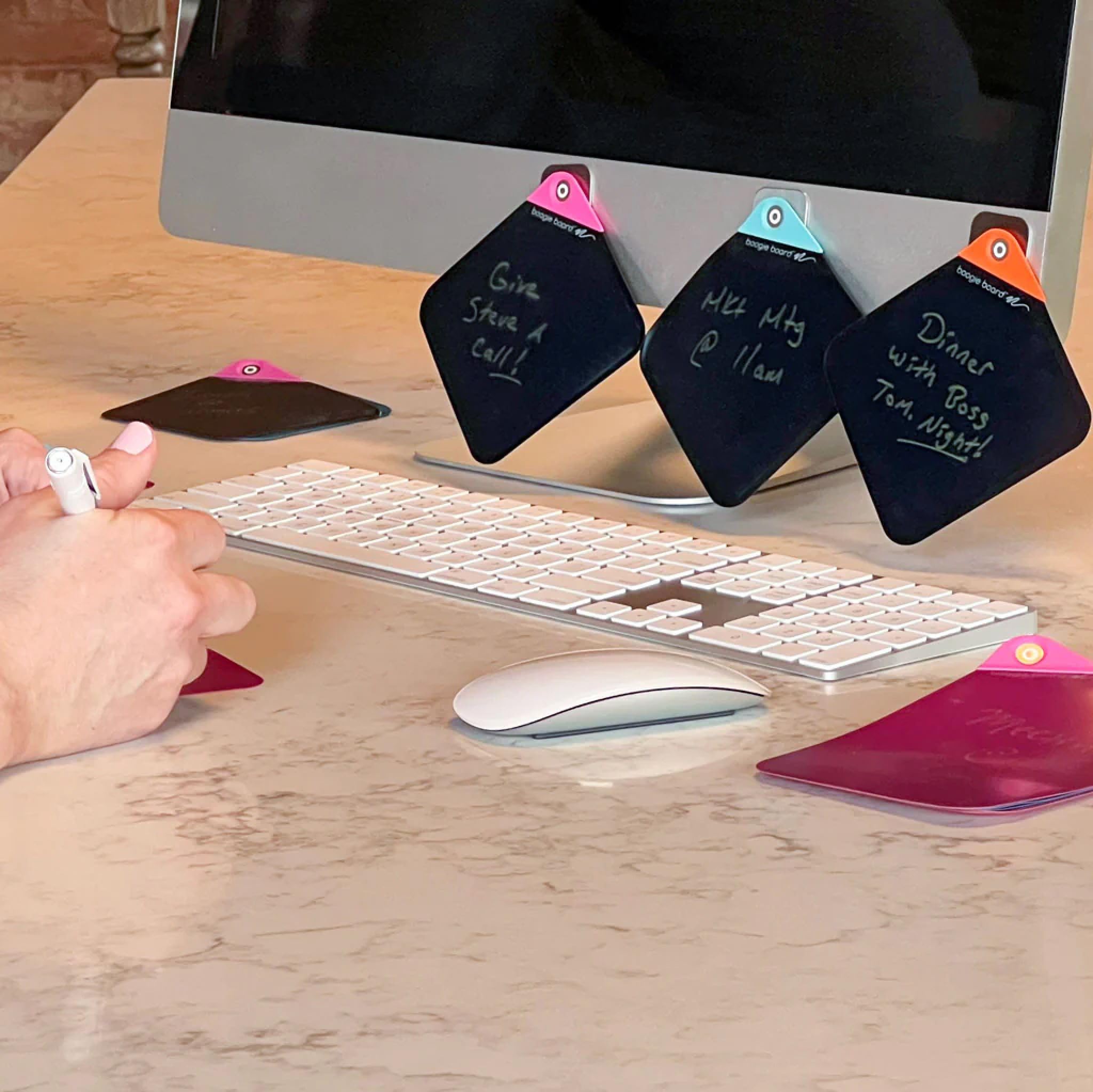 Boogie Board VersaNotes Starter Pack - Reusable 3-Pack 4x4 Dry-Erase Boards with Magnetic Mounting Plates & VersaPen - Eco-Friendly Sticky Note Alternative for Home, Office & Classroom - Perfect for To-Do Lists, Brainstorming & Memo Boards