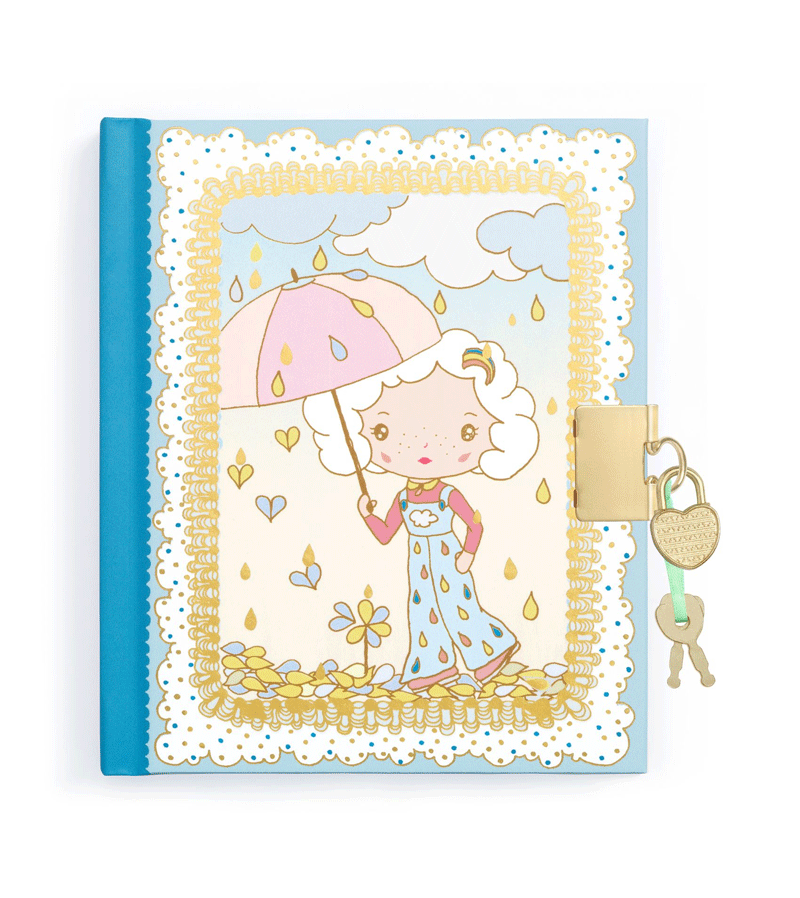 Tinyly Prunelle's Secret Diary by Djeco - Creative Writing Journal for Kids, Girls Diary Book with Lock, Perfect Gift for Children's Imagination & Storytelling (Home, School, Travel Use)