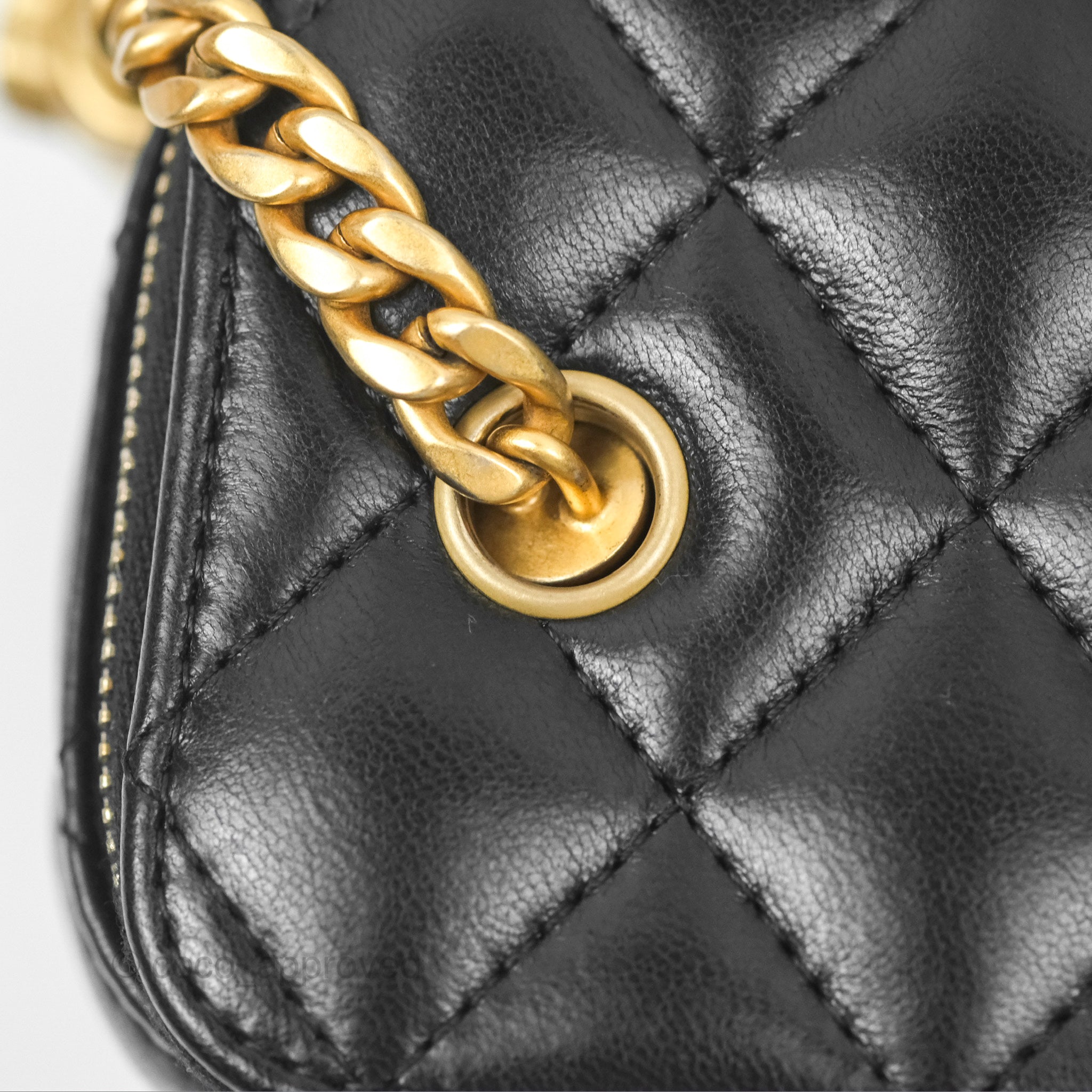 Chanel Adjustable Chain Black Lambskin Vanity Bag with Aged Gold Hardware - Perfect for Evening Events, Parties & Luxury Fashion Accessories