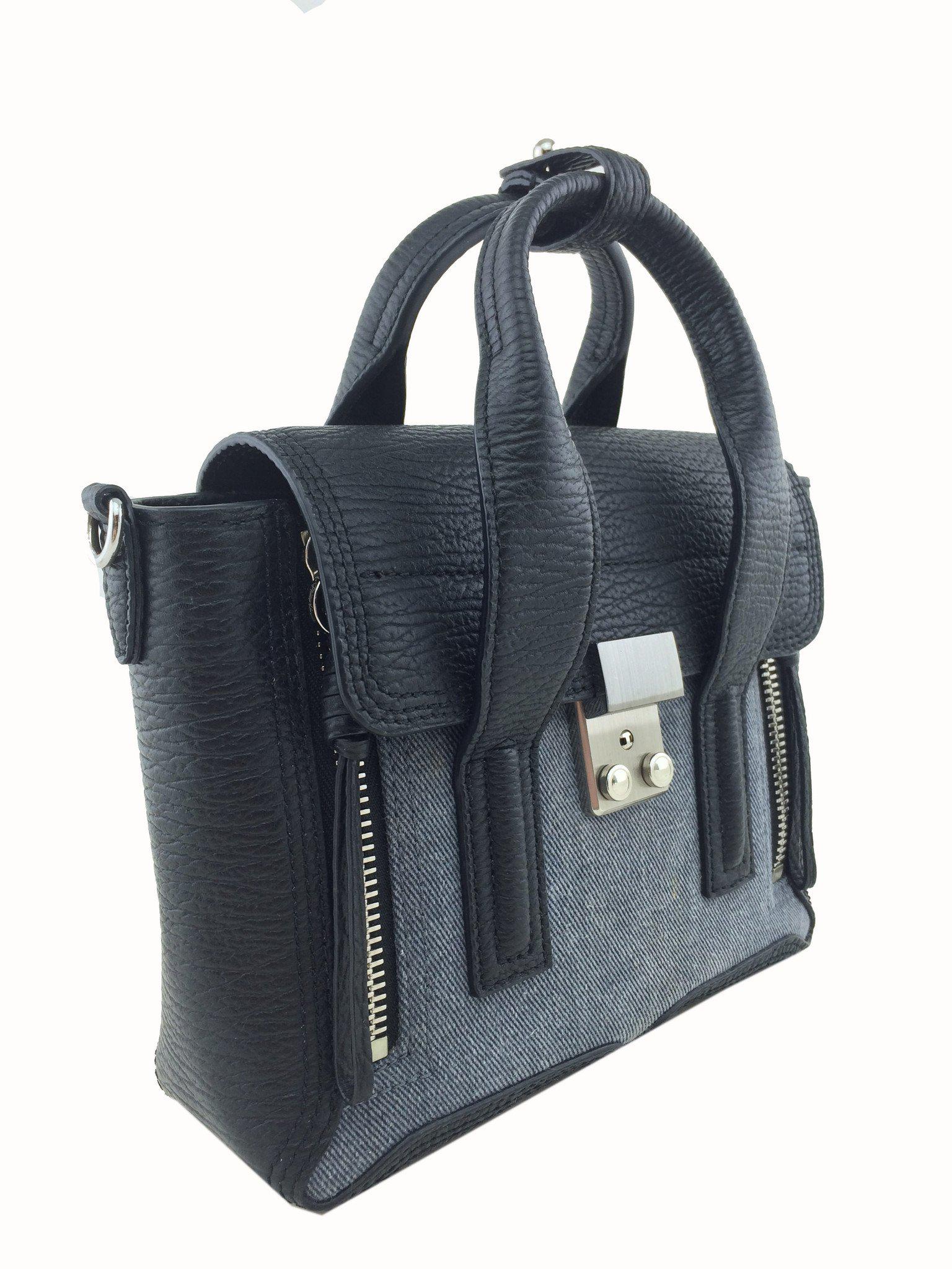 3.1 Phillip Lim Pashli Mini Leather Denim Satchel Bag - Stylish Crossbody Purse for Women, Fashionable Shoulder Bag for Work, Travel & Everyday Use