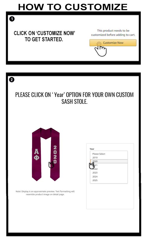 Custom Alpha Phi Greek Lettered Graduation Sash Stole with Year - Perfect for Sorority Graduation Ceremonies, Greek Life Events & College Commencement Celebrations