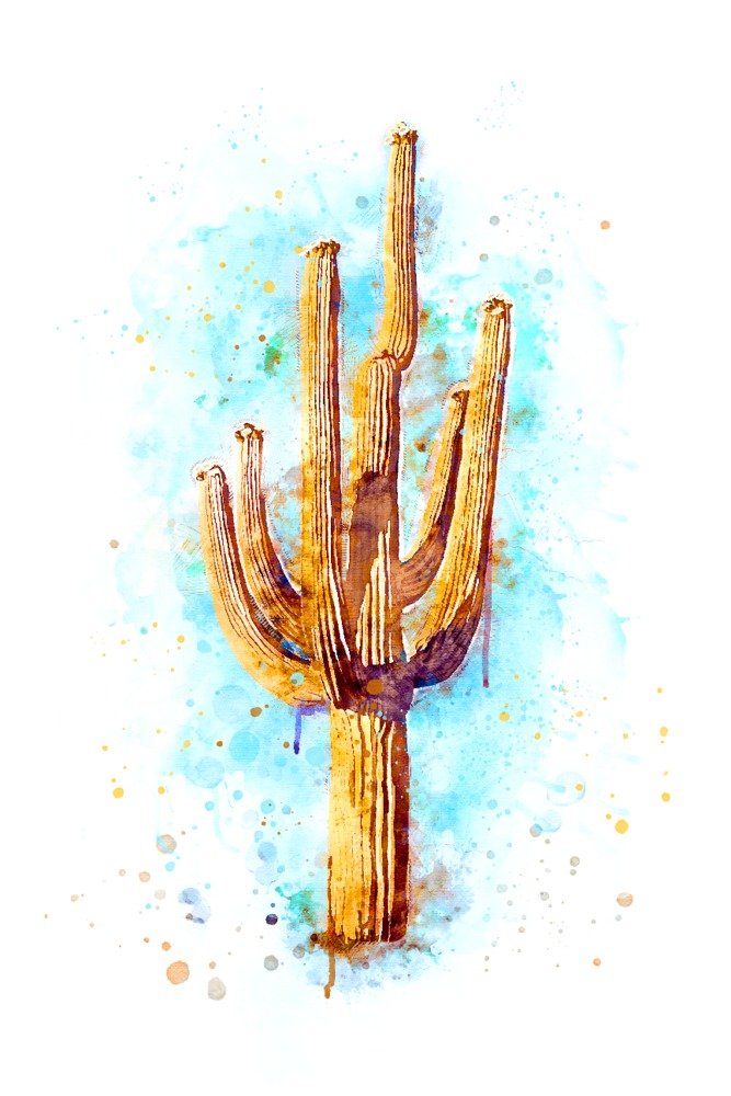 Premium Saguaro Cactus Watercolor Art Print - 16x24 Giclee Gallery Quality Wall Decor for Desert Theme, Southwestern Style & Travel Poster - Perfect for Living Room, Office or Gift