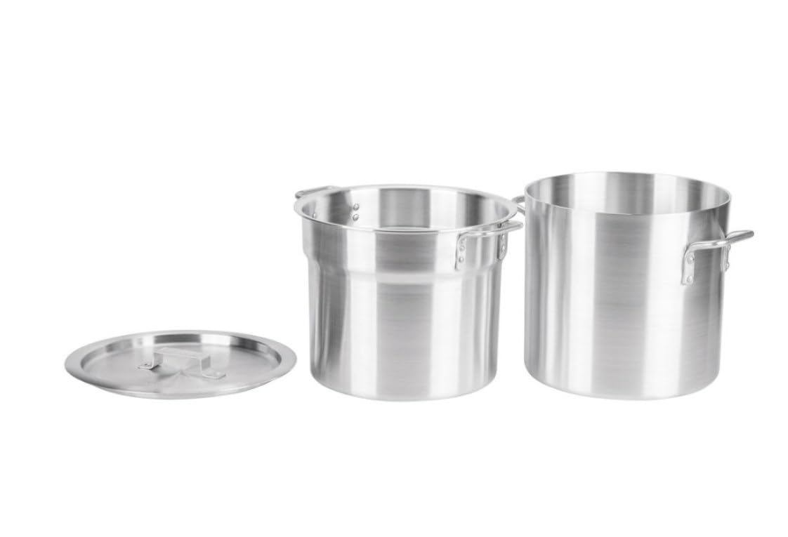 16 Qt. Aluminum Double Boiler Pot with Lid - Steam Melting Stock Pot for Butter, Chocolate, Cheese, Caramel - Perfect for Fondue, Candy Making, Desserts & Sauces - Ideal for Home Kitchens & Professional Bakeries