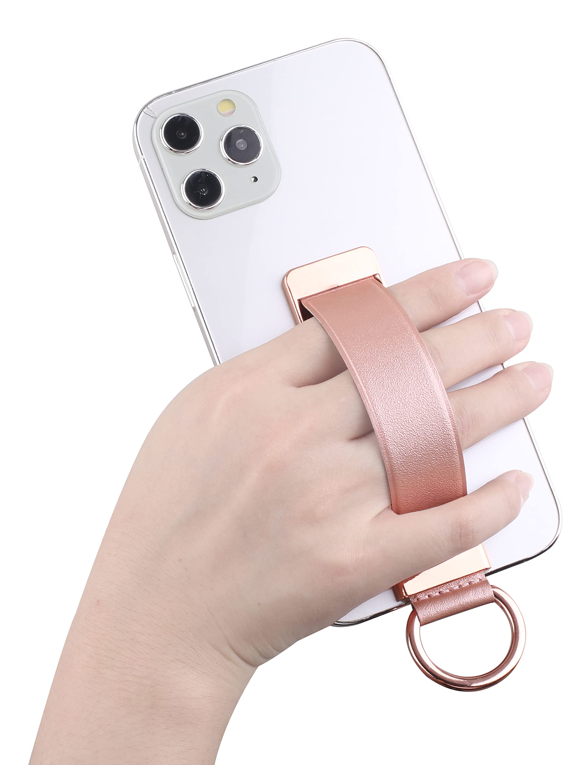 Universal Phone Grip Holder with Finger Loop & Crossbody Strap - Compatible with iPhone & Most Phone Cases (Rose Gold) | Perfect for Hands-Free Use, Gym, Shopping & Travel