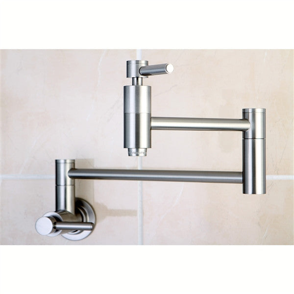 Modern Wall Mount Pot Filler Faucet - Brushed Nickel Kitchen Sink Faucet for Pasta & Stock Pots - Perfect for Home Chefs & Cooking Enthusiasts