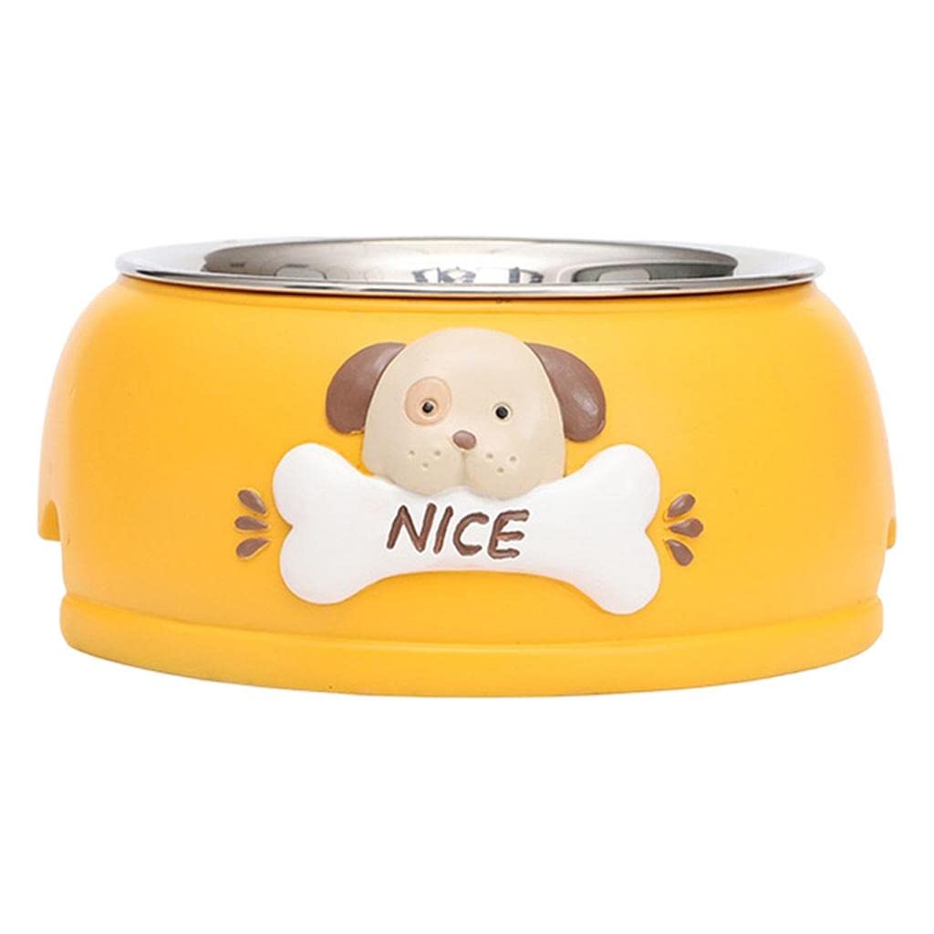 Premium Stainless Steel Pet Bowl for Dogs & Cats - Non-Slip Durable Pet Food & Water Dish - Yellow Pet Feeder for Indoor & Outdoor Use | Perfect for Mealtime & Travel | Pet Supplies, Dog & Cat Accessories