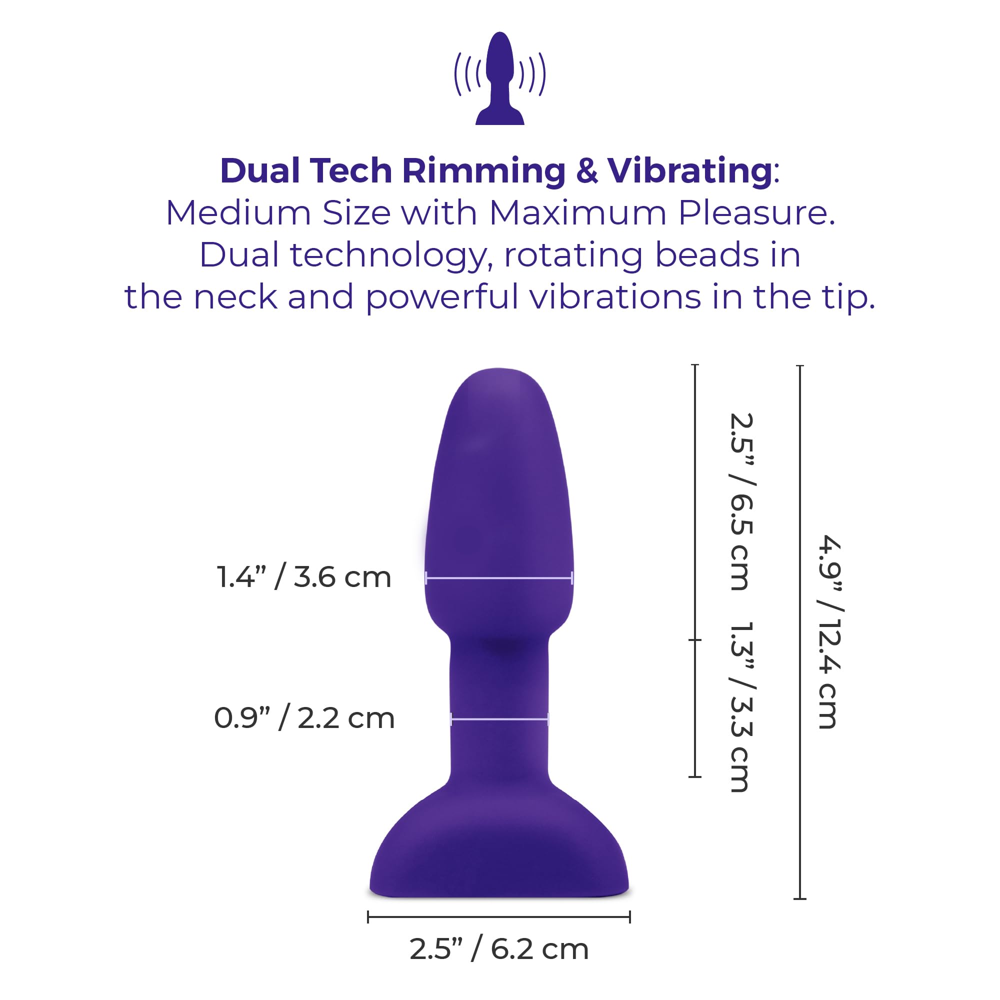 b-Vibe Petite Rimming Remote Control Anal Plug - Purple Adult Sex Toy for Couples, Anal Training & Pleasure | Perfect for Long Distance Play, BDSM & Sensual Exploration