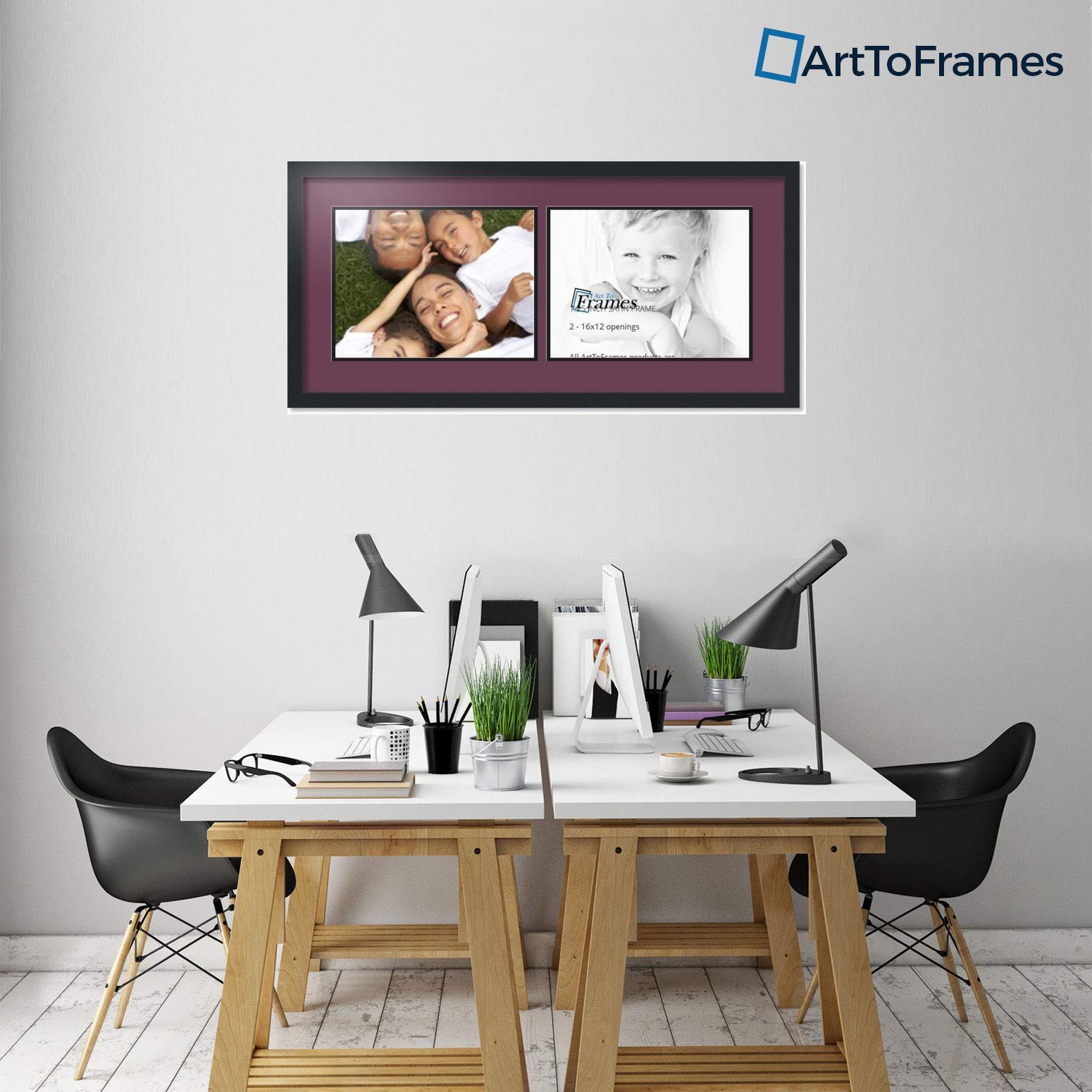 ArtToFrames 12x16 Double Opening Collage Photo Frame with Satin Black Finish - Perfect for Family Photos, Wedding Memories & Wall Decor