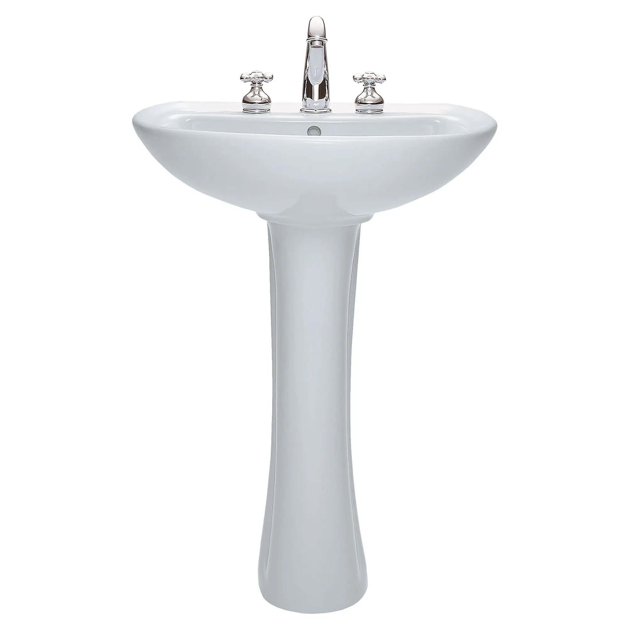 Cadet 8 Inch Widespread Pedestal Sink Top and Leg Combination - Modern Bathroom Vanity Set for Small Spaces, Perfect for Powder Rooms and Guest Bathrooms