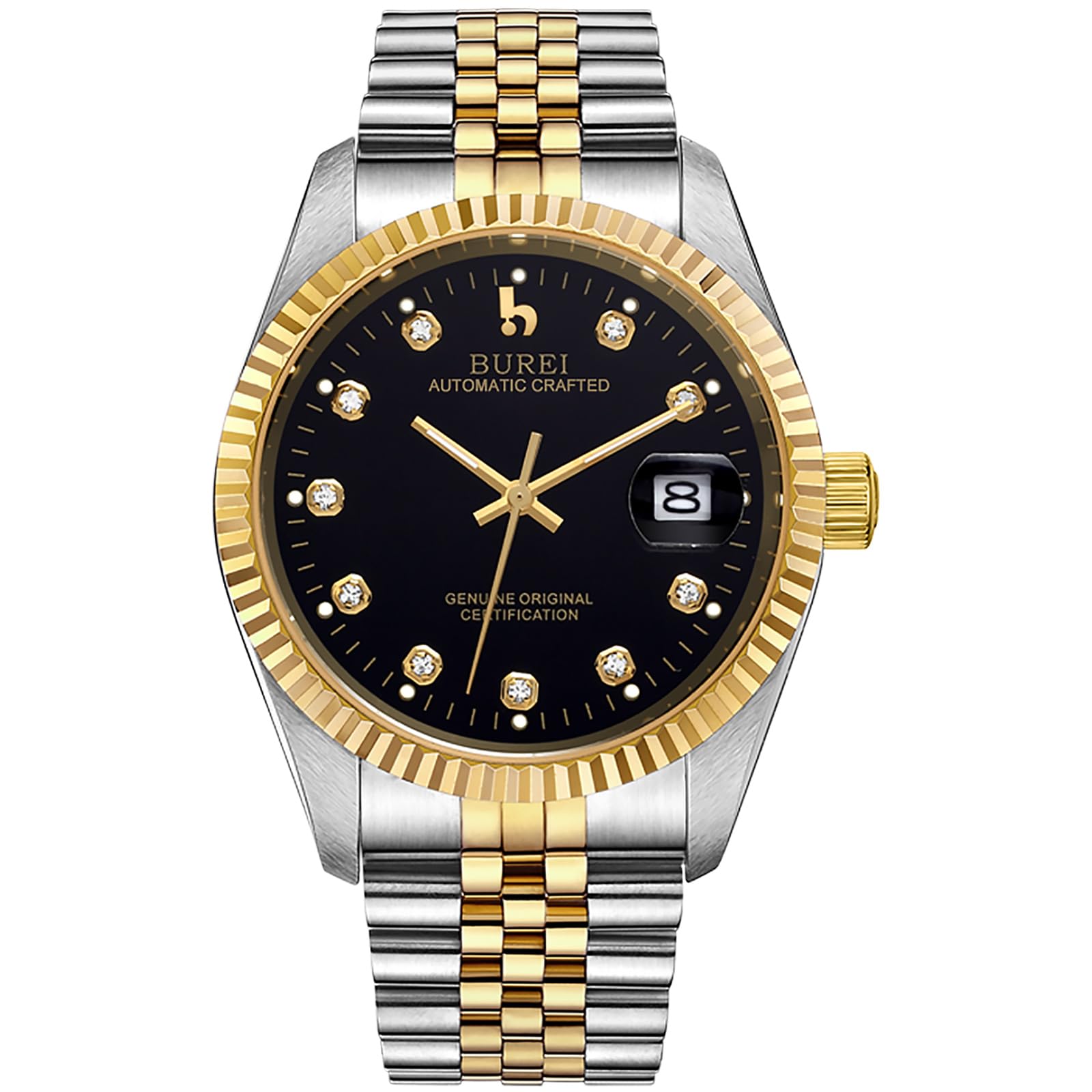 BUREI Men's Luxury Automatic Mechanical Watch - Waterproof Stainless Steel Two-Tone Strap - Dress & Casual Timepiece for Business, Office & Everyday Wear