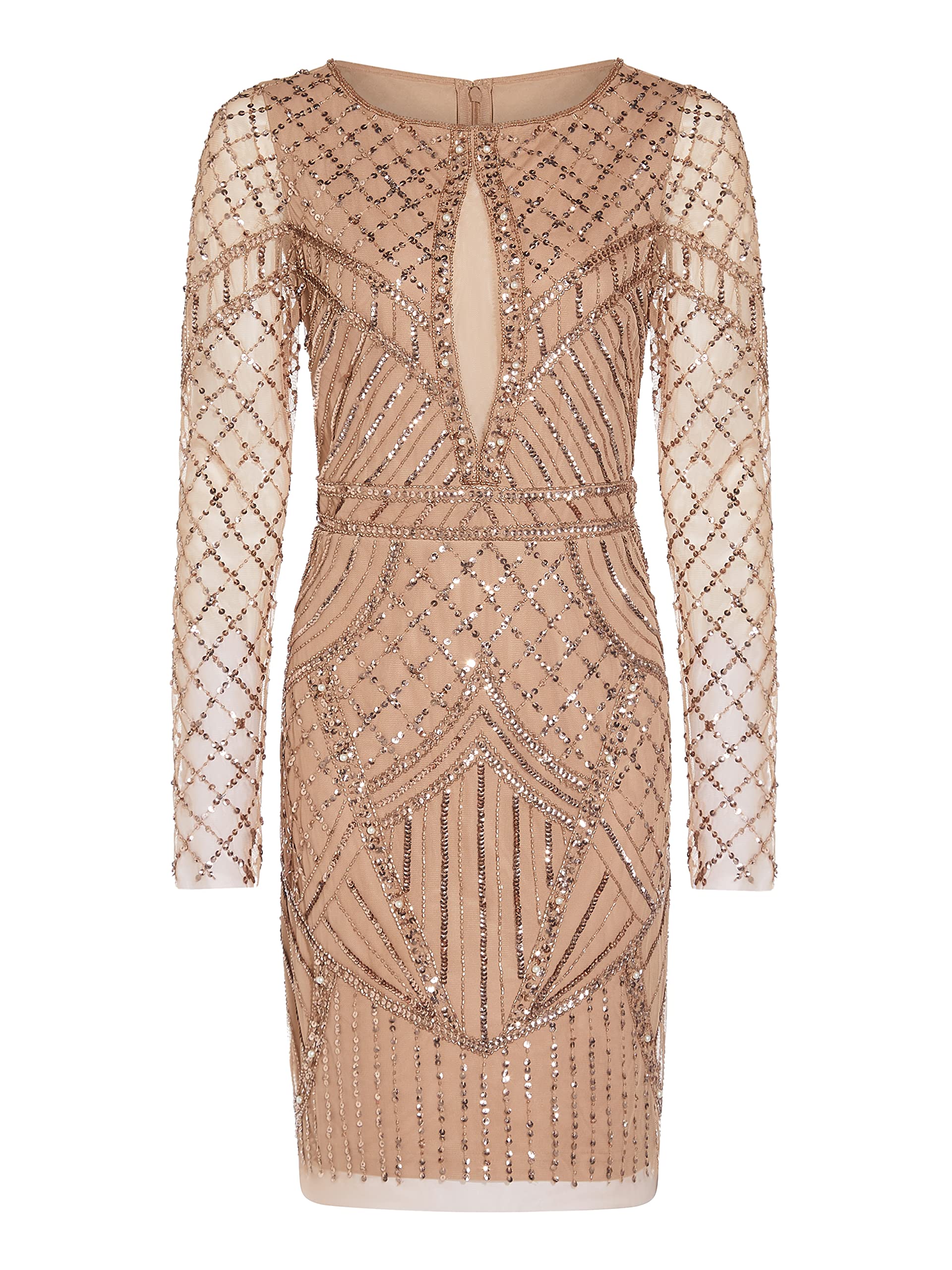 Adrianna Papell Women's Beaded Long Sleeve Sheath Dress - Elegant Formal Gown for Evening Parties, Weddings & Special Occasions