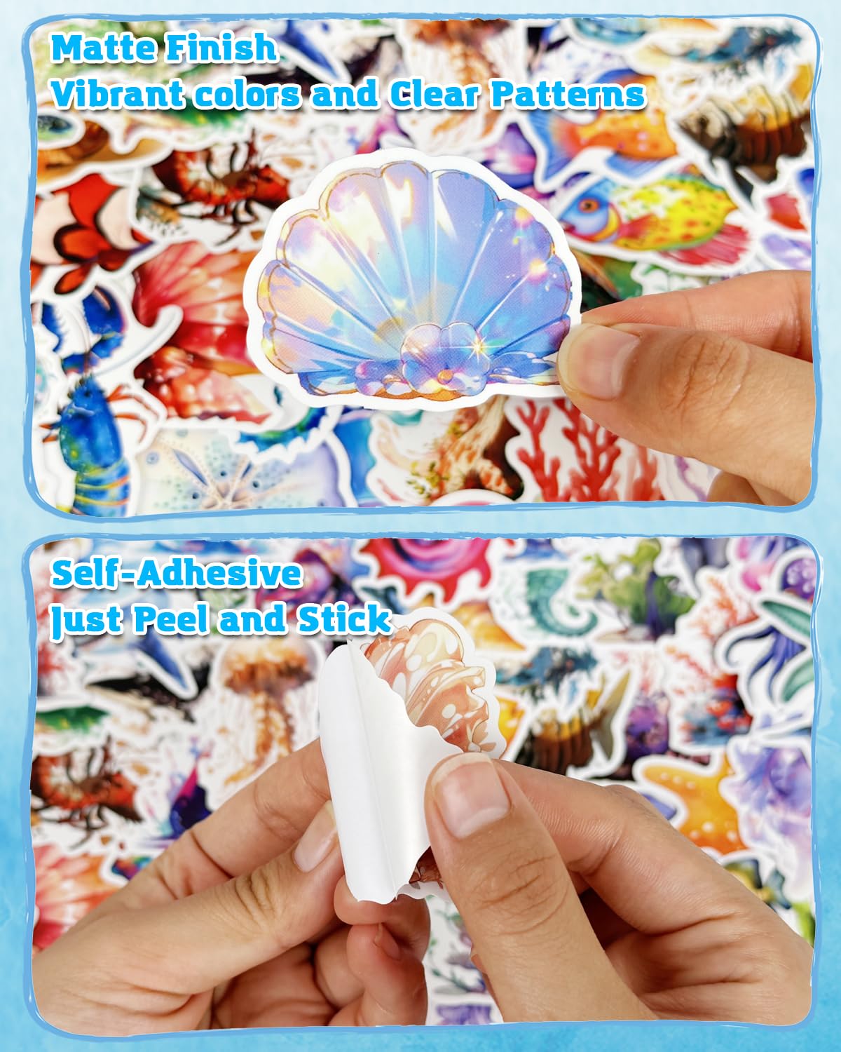 100 Pcs Ocean Animal Stickers - Cute Sea Creature Vinyl Stickers for Kids, Water Bottles, Laptop Decor - Perfect for Party Favors, DIY Crafts & Scrapbooking - Waterproof & Durable Decals for School, Home & Office Use