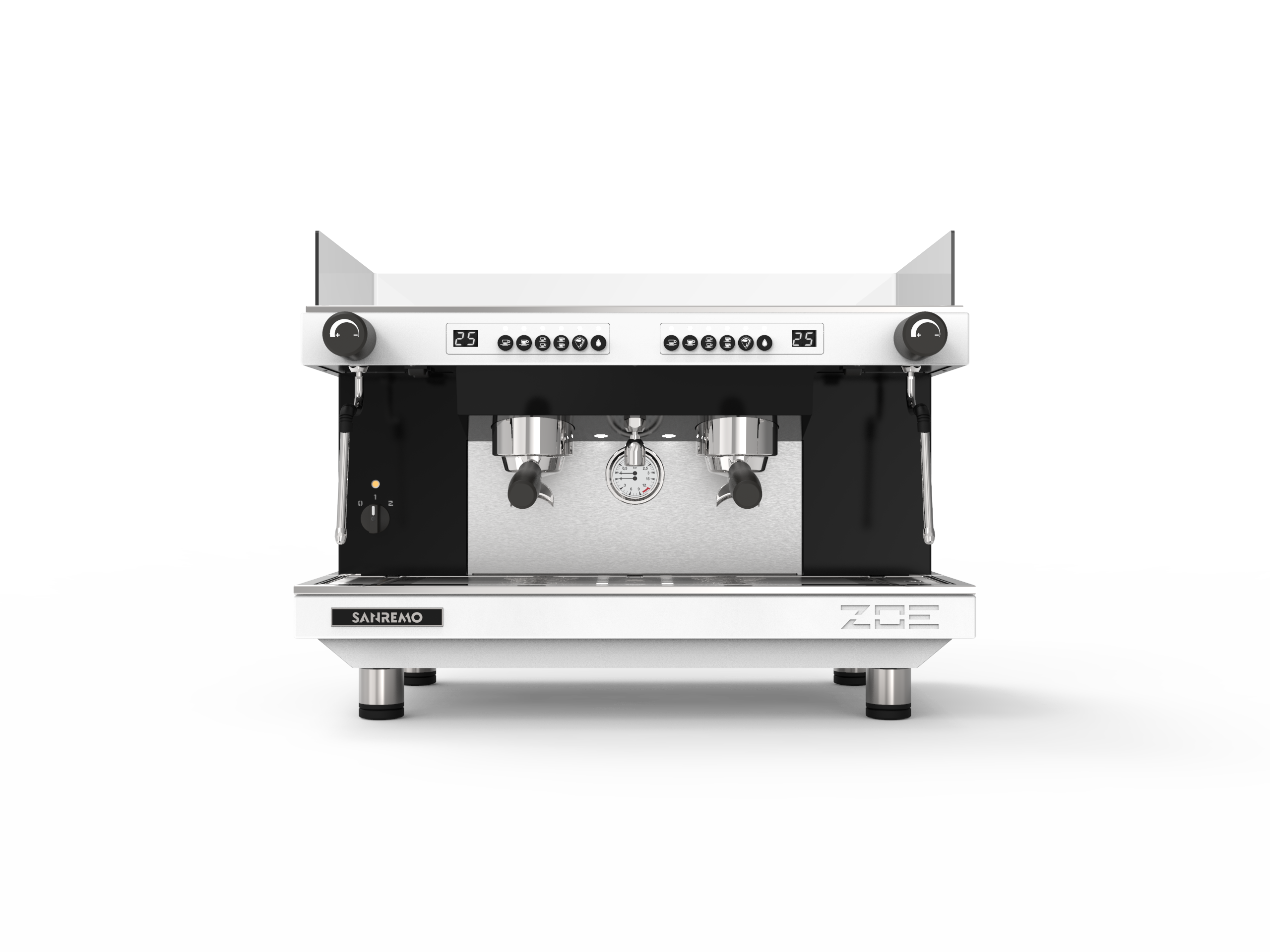 Sanremo ZOE Competition 2 Group Commercial Espresso Machine - White/Black - Professional Coffee Shop & Cafe Equipment for Baristas