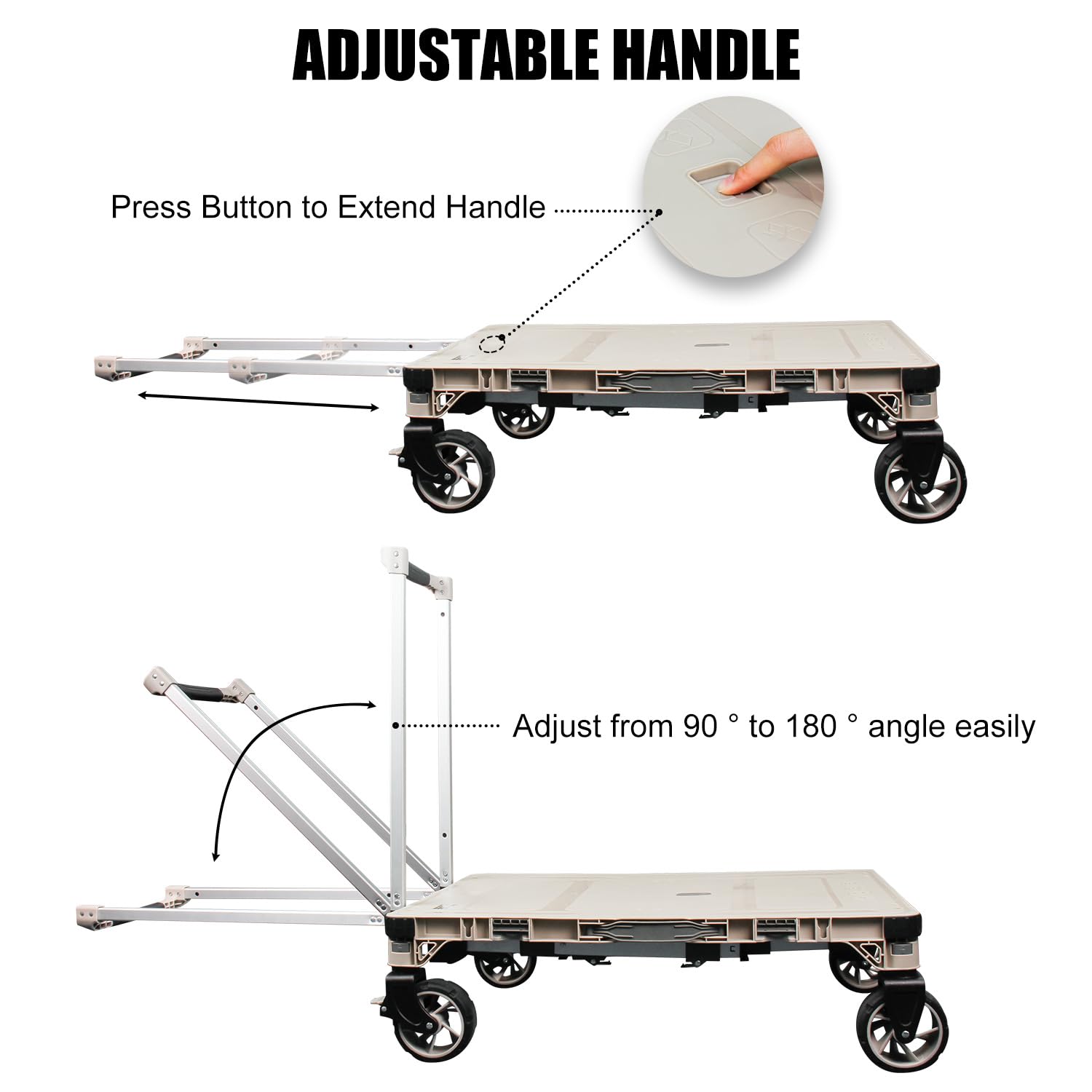 3-in-1 Folding Camping Wagon with Swivel Wheels - Portable Utility Cart for Outdoor, Picnic, Shopping & Travel | Multi-Purpose Platform Truck with 2 Crates | Perfect for Camping Trips, Beach Days & Grocery Hauling
