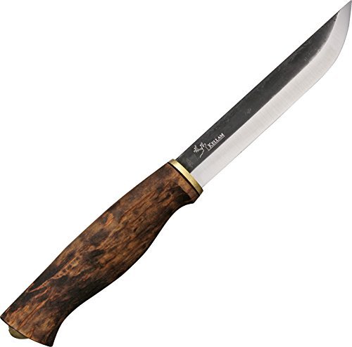 Kellam Knives PR5 Puukko Fixed Blade Knife with Stained Curly Birch Handle - Premium Outdoor Survival Knife for Hunting, Camping & Bushcraft