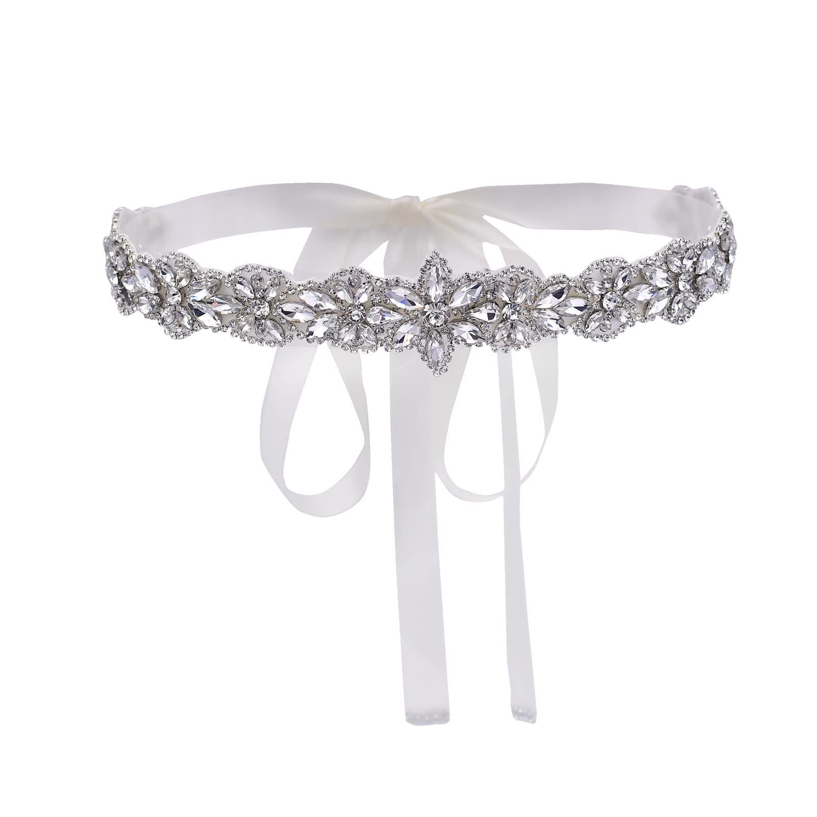 ULAPAN Silver Rhinestone Bridal Belt for Wedding Dress - Handmade Formal Belt for Bride & Bridesmaids - Perfect for Weddings, Prom, Evening Gowns & Special Occasions