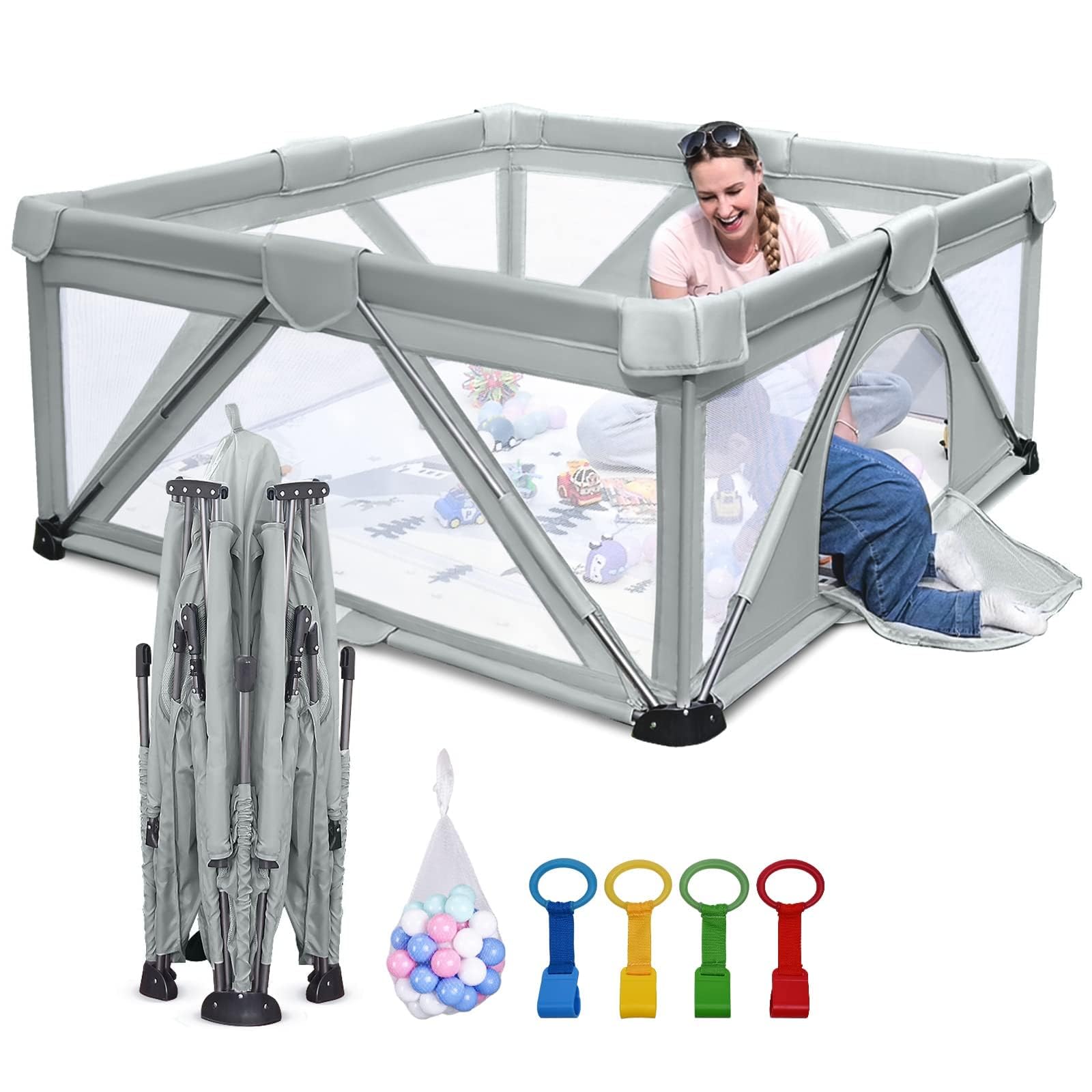 Heyo.Ja Large Foldable Baby Playpen with Gate - 47