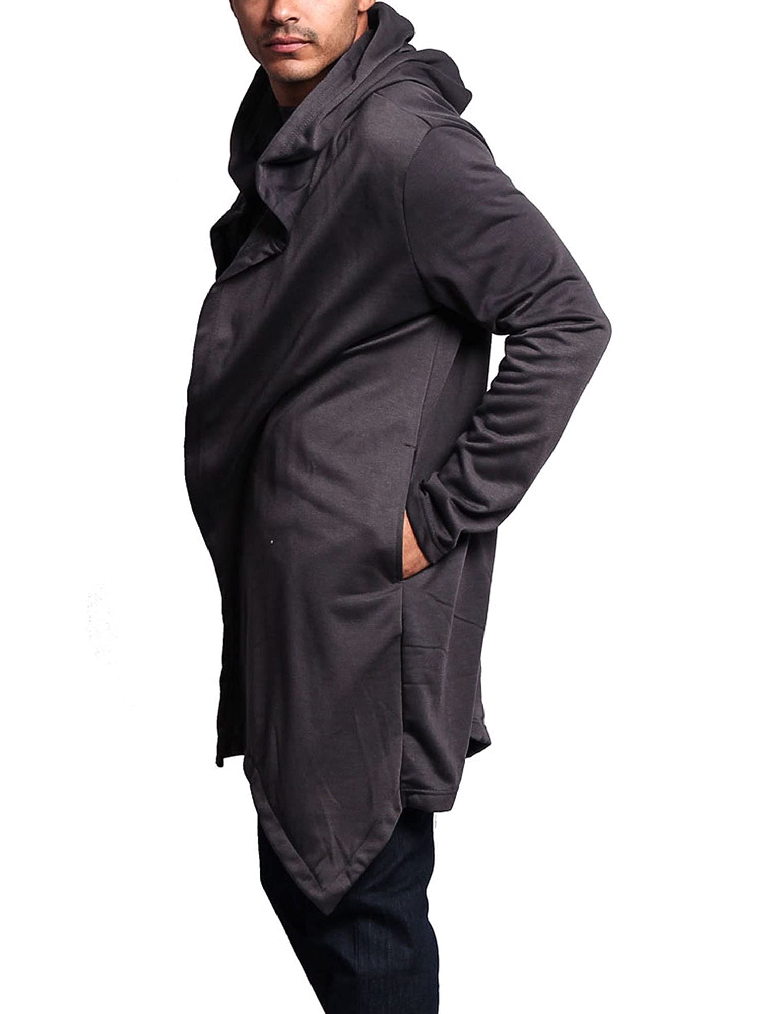 Men's Long Length Cloak Cardigan Hoodie - Stylish Warm Winter Coat with Hood for Outdoor & Casual Wear